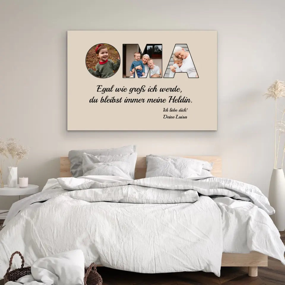 Personalisierte Leinwand "Oma bleibt meine Heldin"