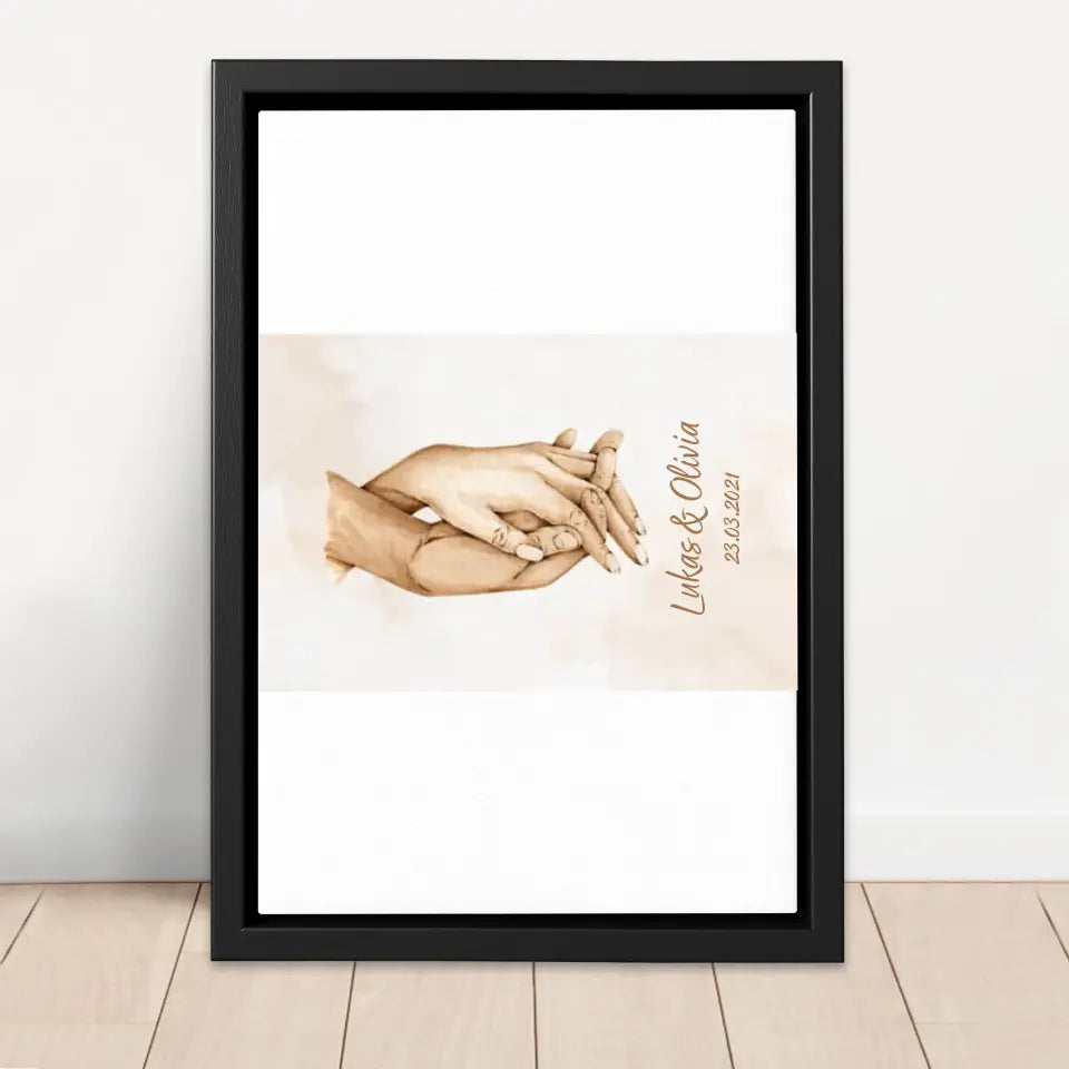 Personalisierte Leinwand "Hand in Hand"