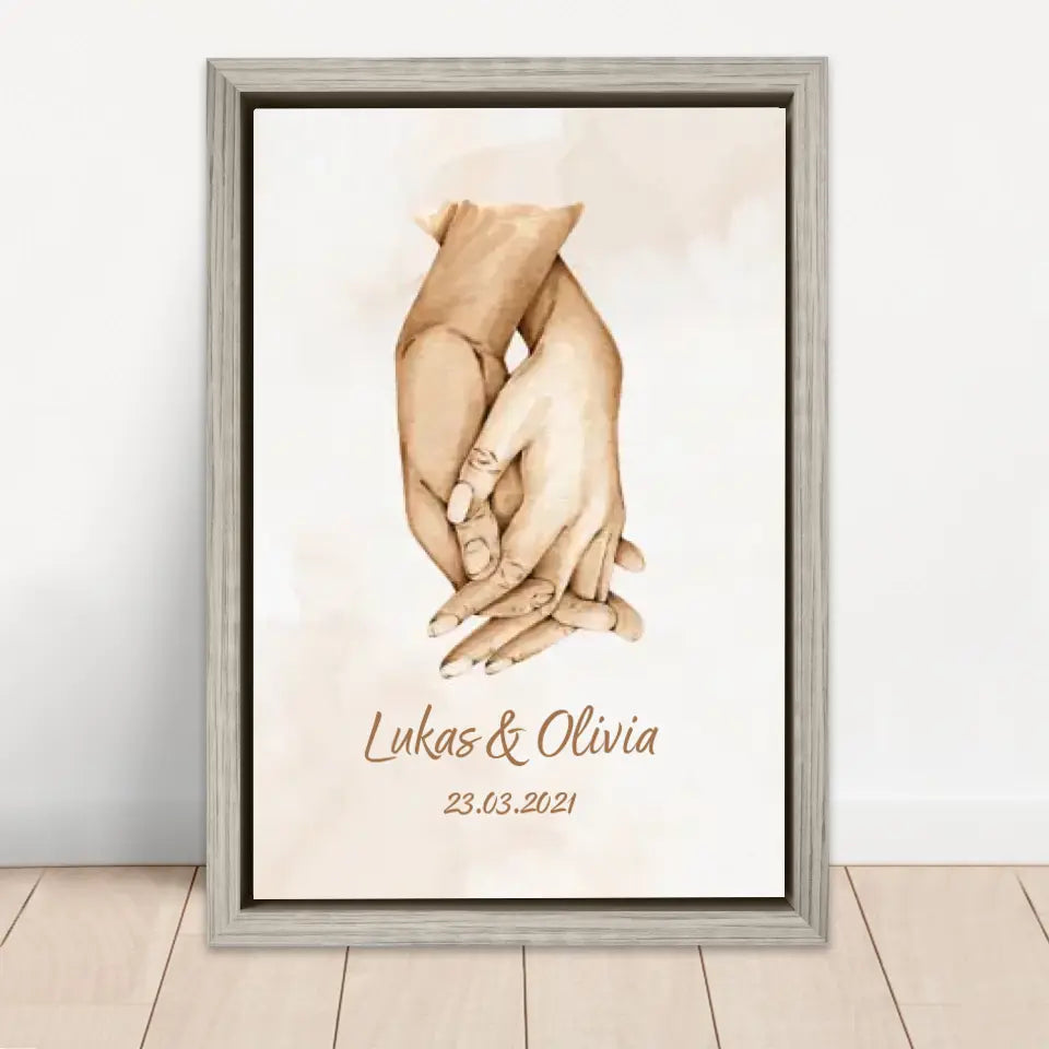 Personalisierte Leinwand "Hand in Hand"