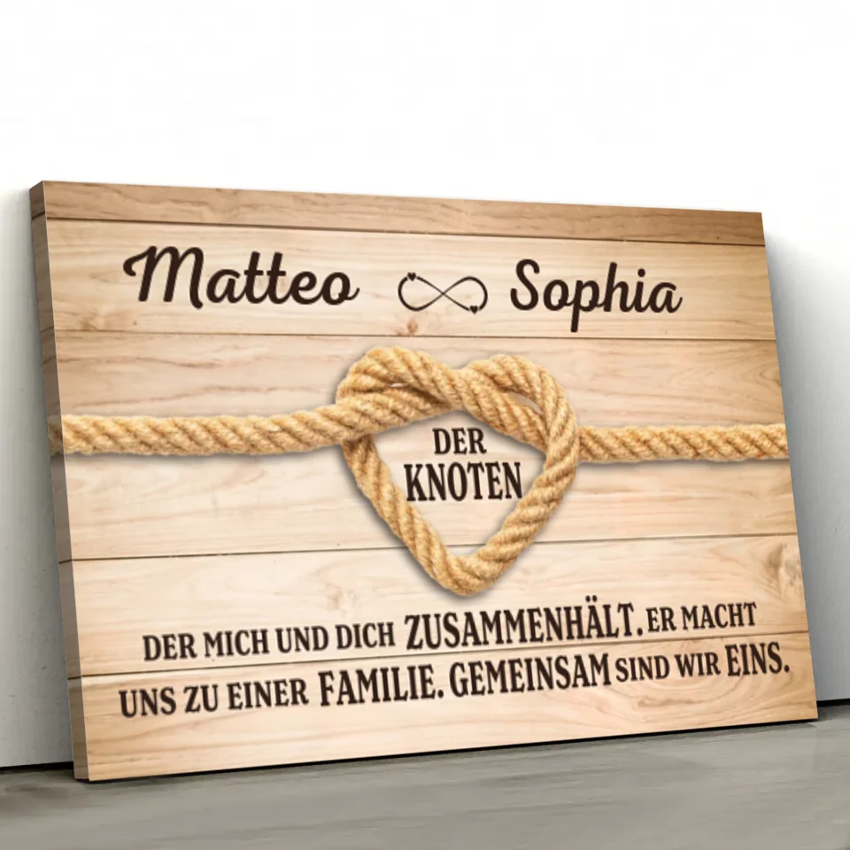 Personalisierte Leinwand "Der Liebesknoten"