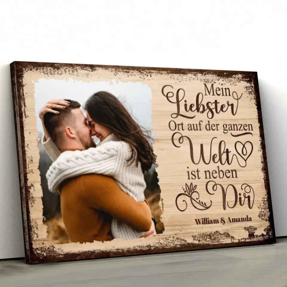 Personalisierte Leinwand "Mein liebster Ort ist neben dir mit Bild"