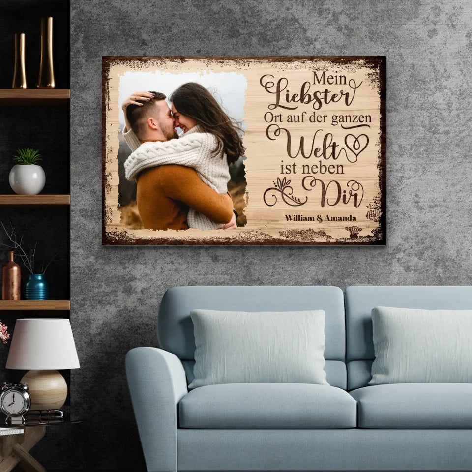 Personalisierte Leinwand "Mein liebster Ort ist neben dir mit Bild"