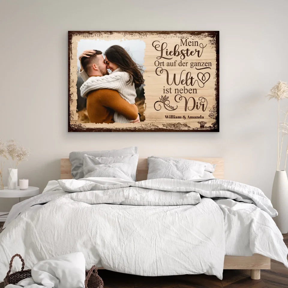 Personalisierte Leinwand "Mein liebster Ort ist neben dir mit Bild"