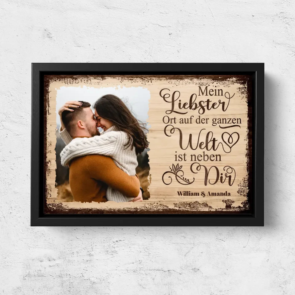 Personalisierte Leinwand "Mein liebster Ort ist neben dir mit Bild"