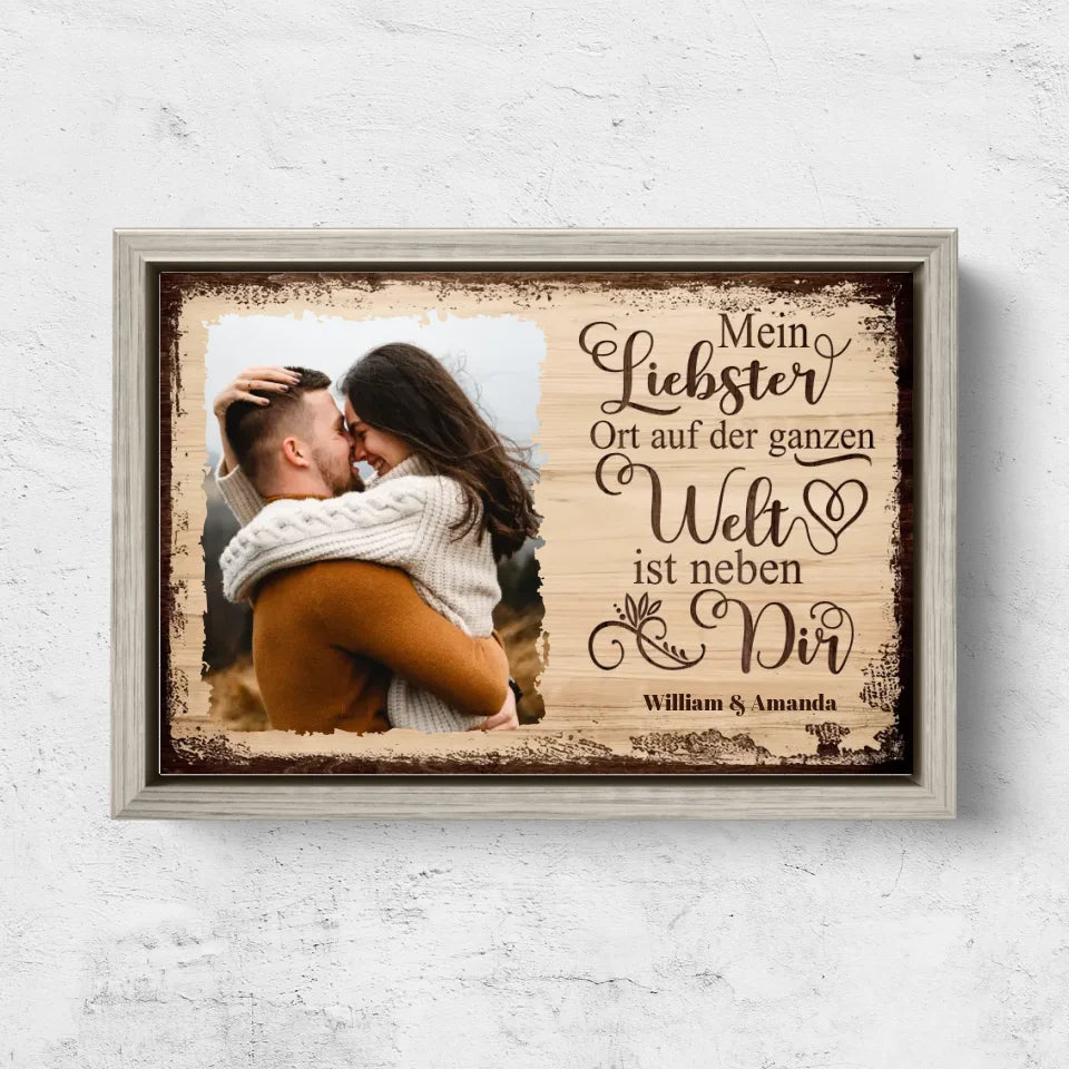 Personalisierte Leinwand "Mein liebster Ort ist neben dir mit Bild"
