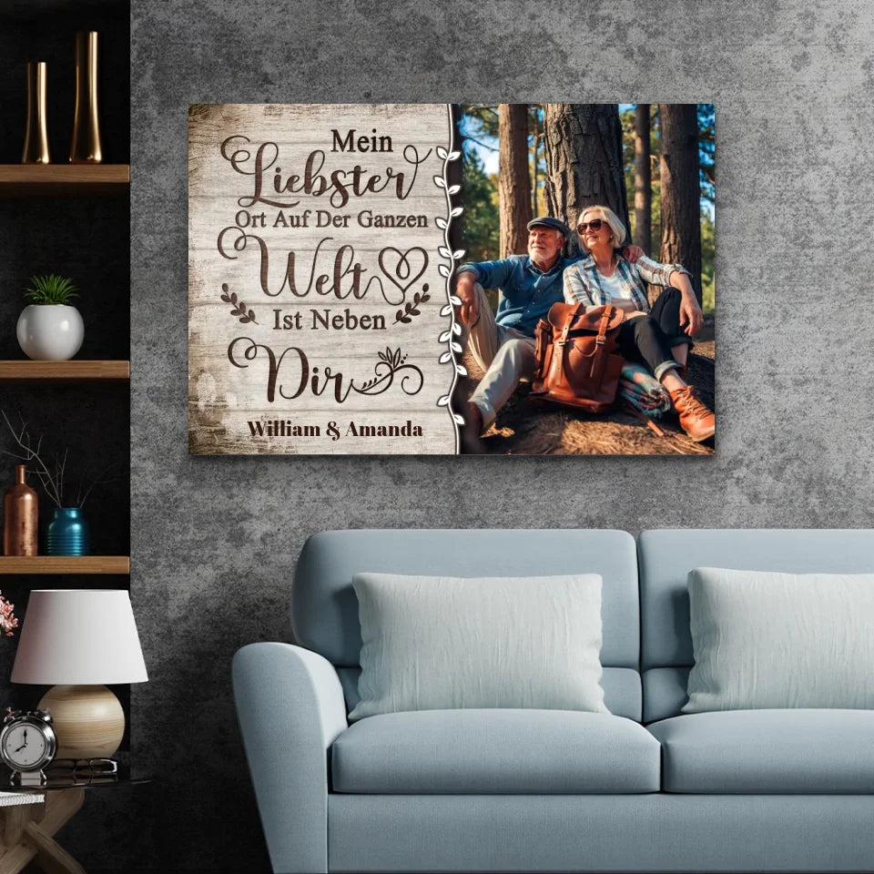 Personalisierte Leinwand "Mein Lieblingsort auf der ganzen Welt"