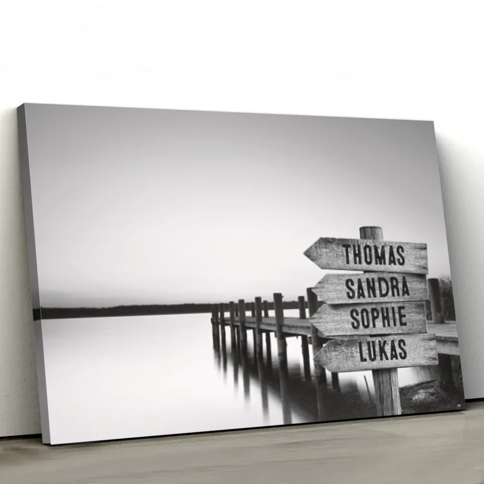 Personalisierte Leinwand "Wegweiser am See"