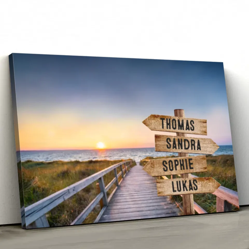 Personalisierte Leinwand "Wegweiser am Strandweg"