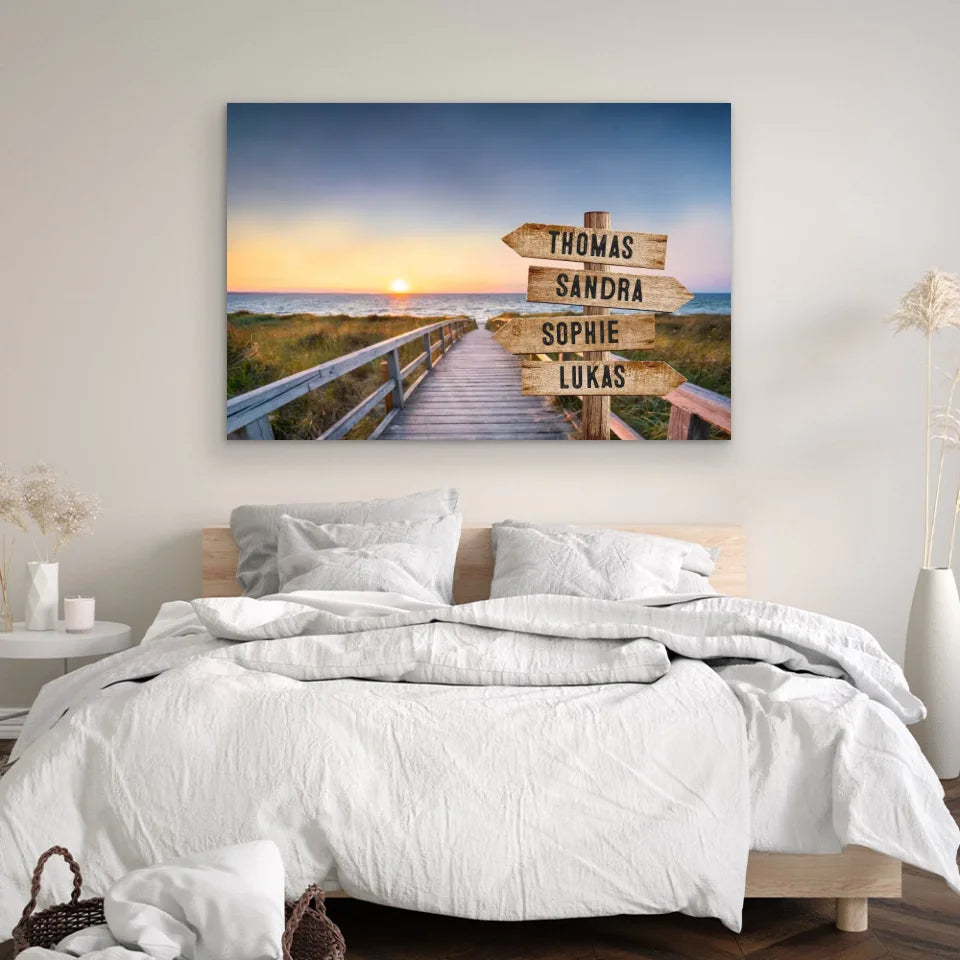 Personalisierte Leinwand "Wegweiser am Strandweg"