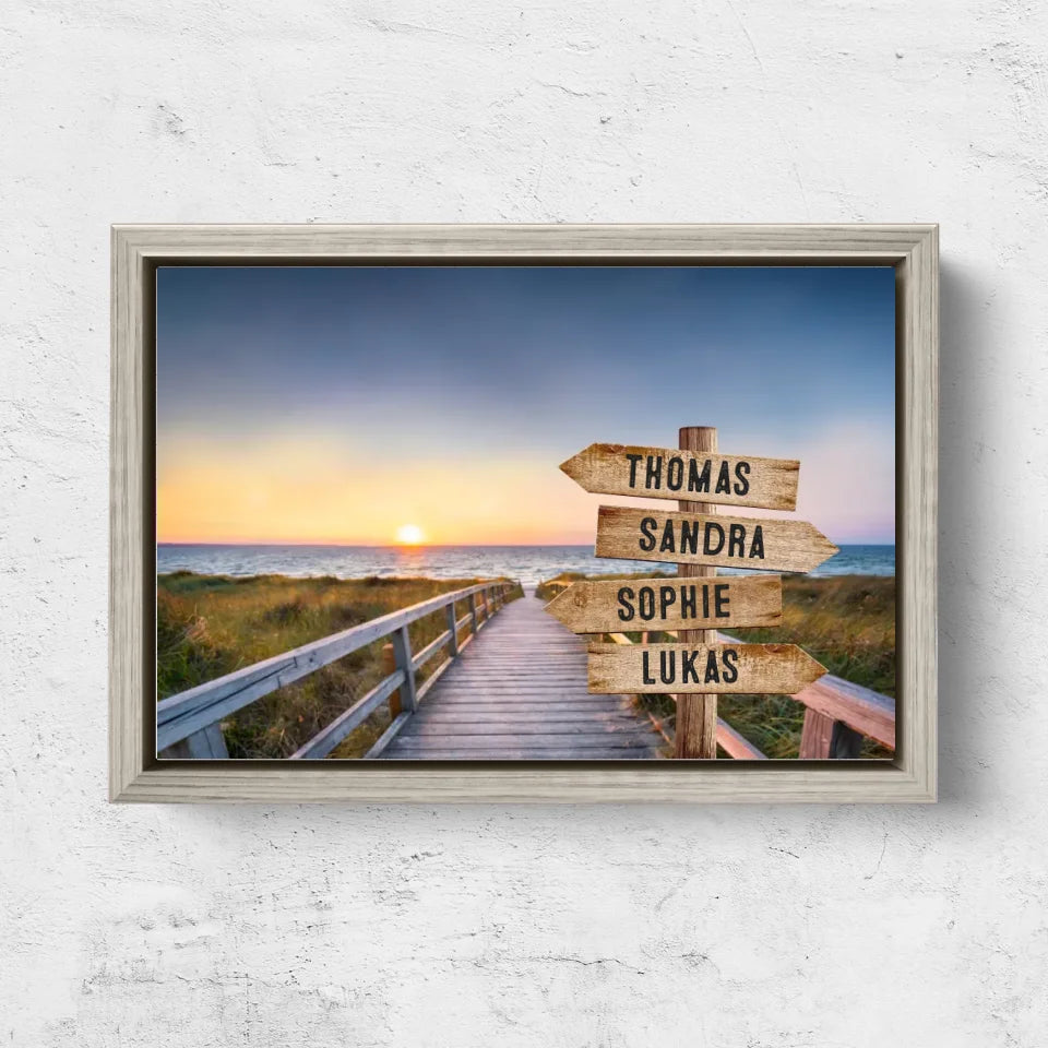 Personalisierte Leinwand "Wegweiser am Strandweg"
