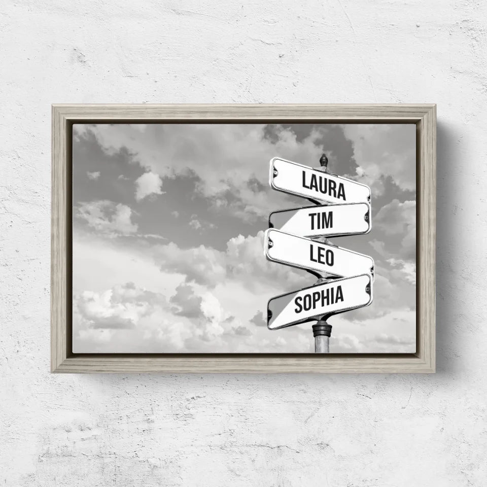 Personalisierte Leinwand "Vintage Straßenschild für Familien - Horizontal"
