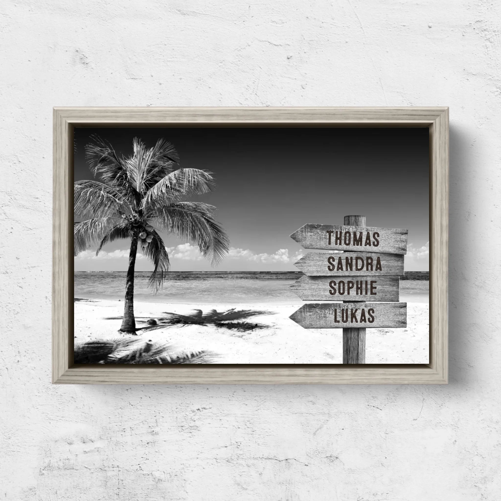 Personalisierte Leinwand "Wegweiser am tropischen Ocean"