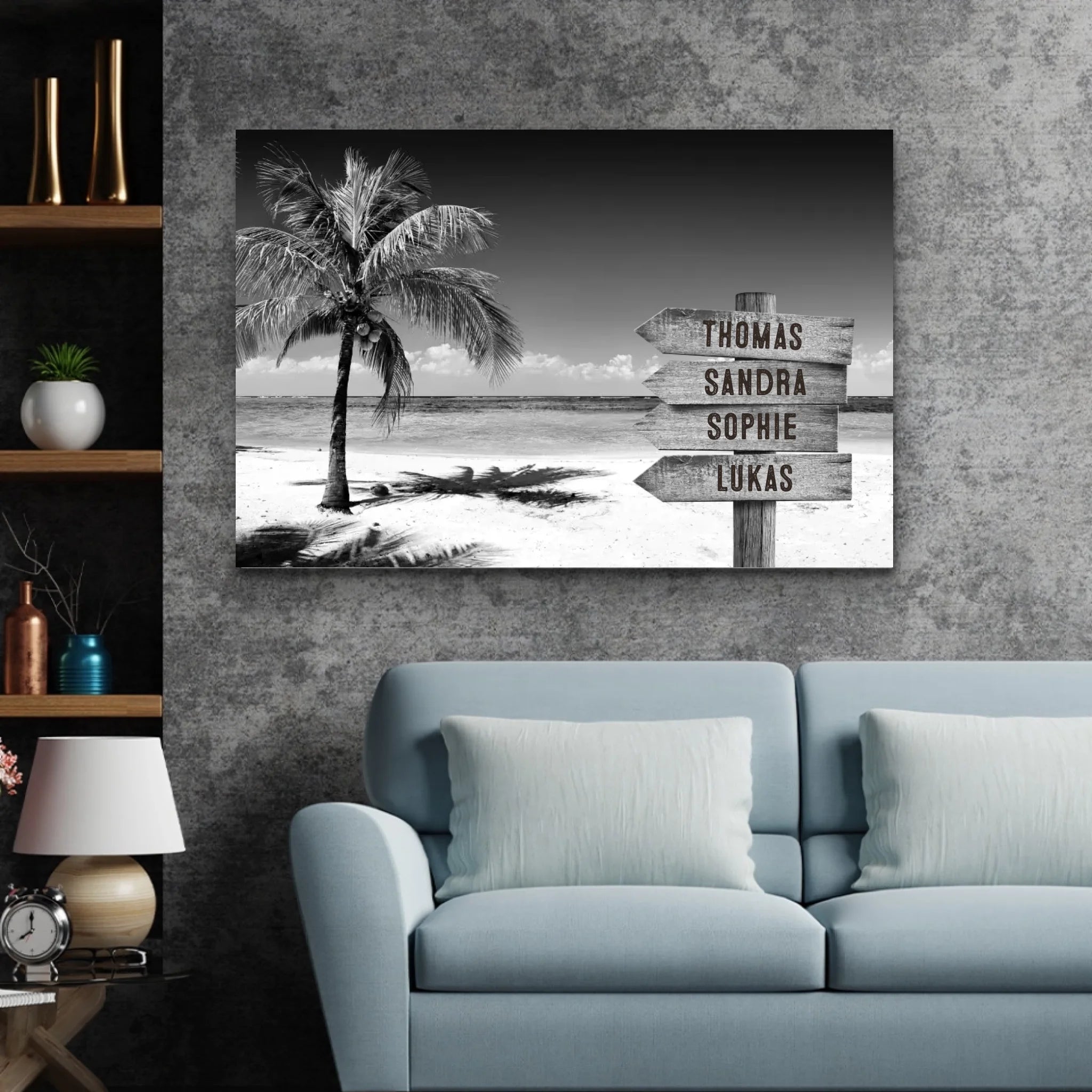 Personalisierte Leinwand "Wegweiser am tropischen Ocean"