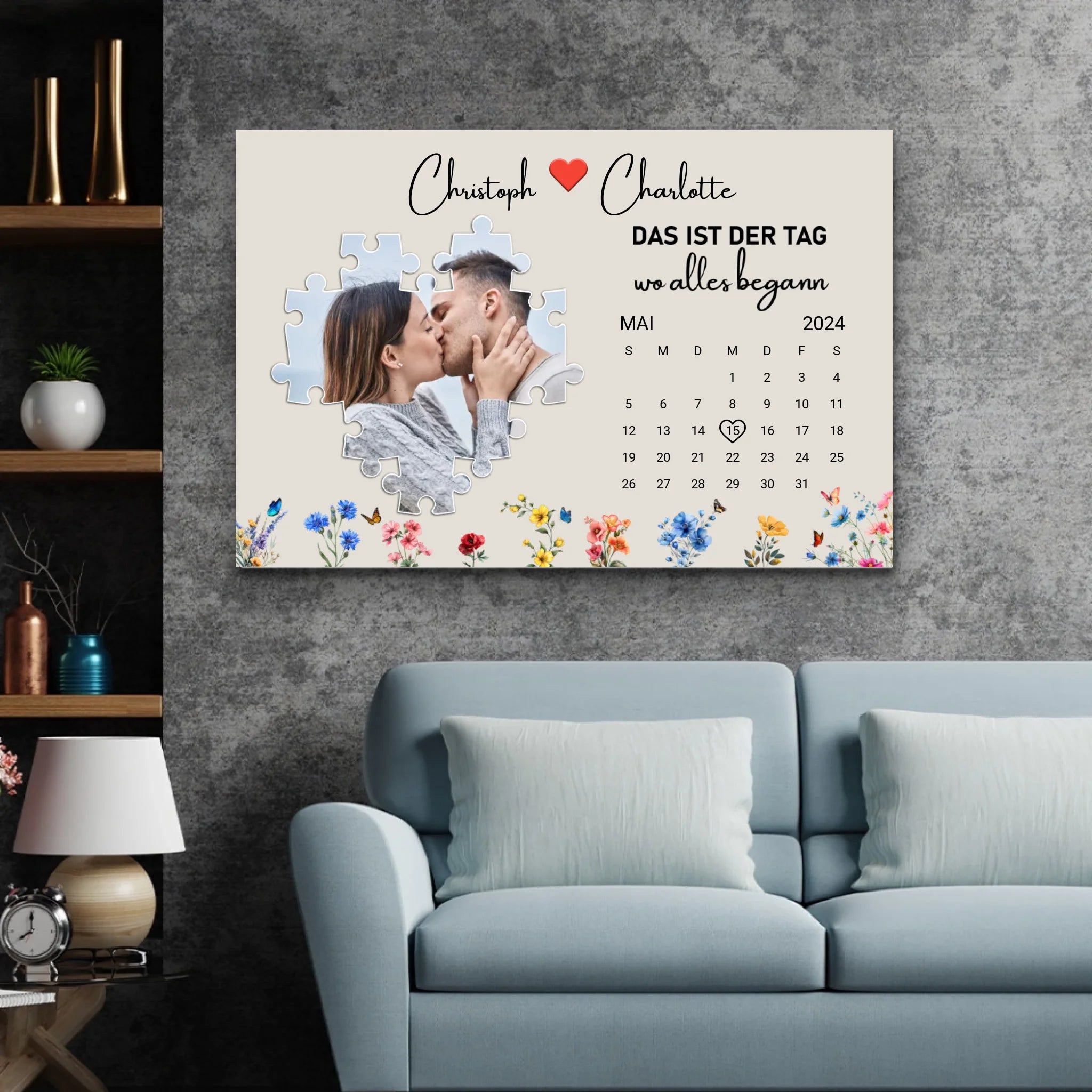 Personalisierte Leinwand "Das ist der Tag, wo alles begann"