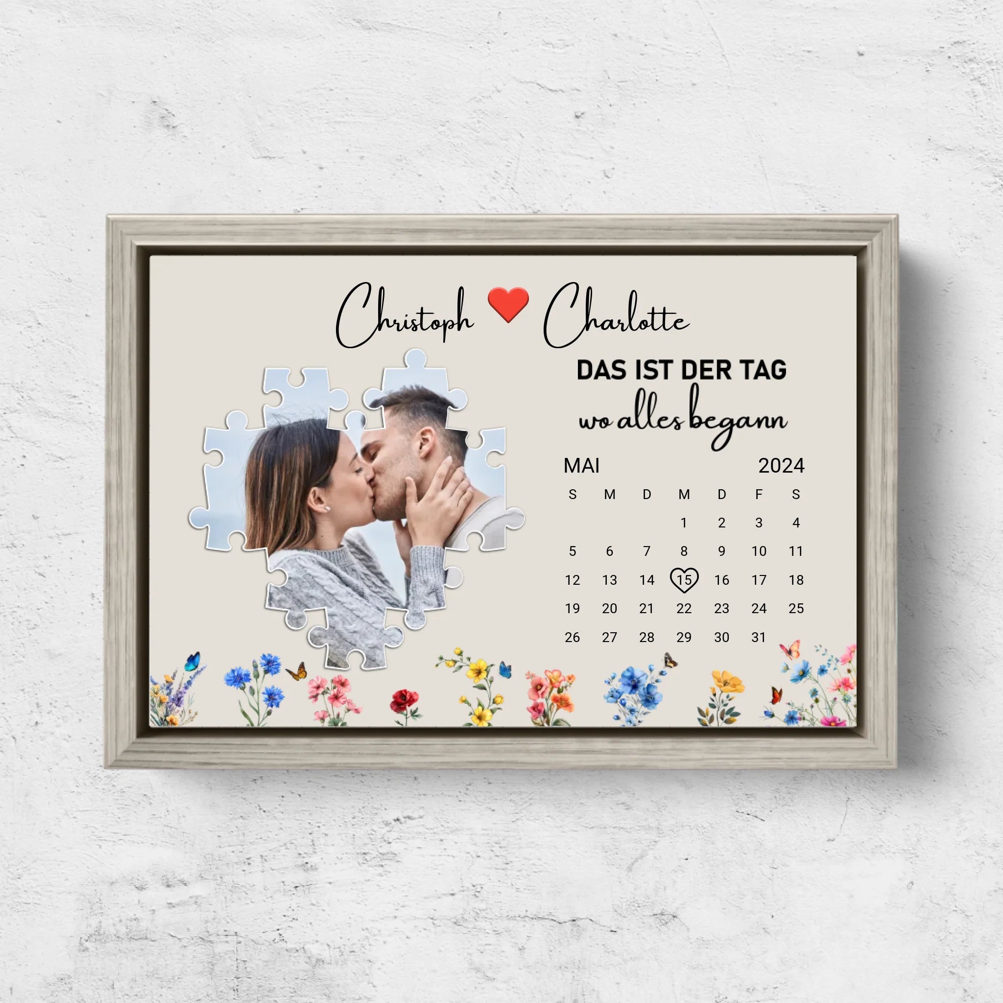 Personalisierte Leinwand "Das ist der Tag, wo alles begann"