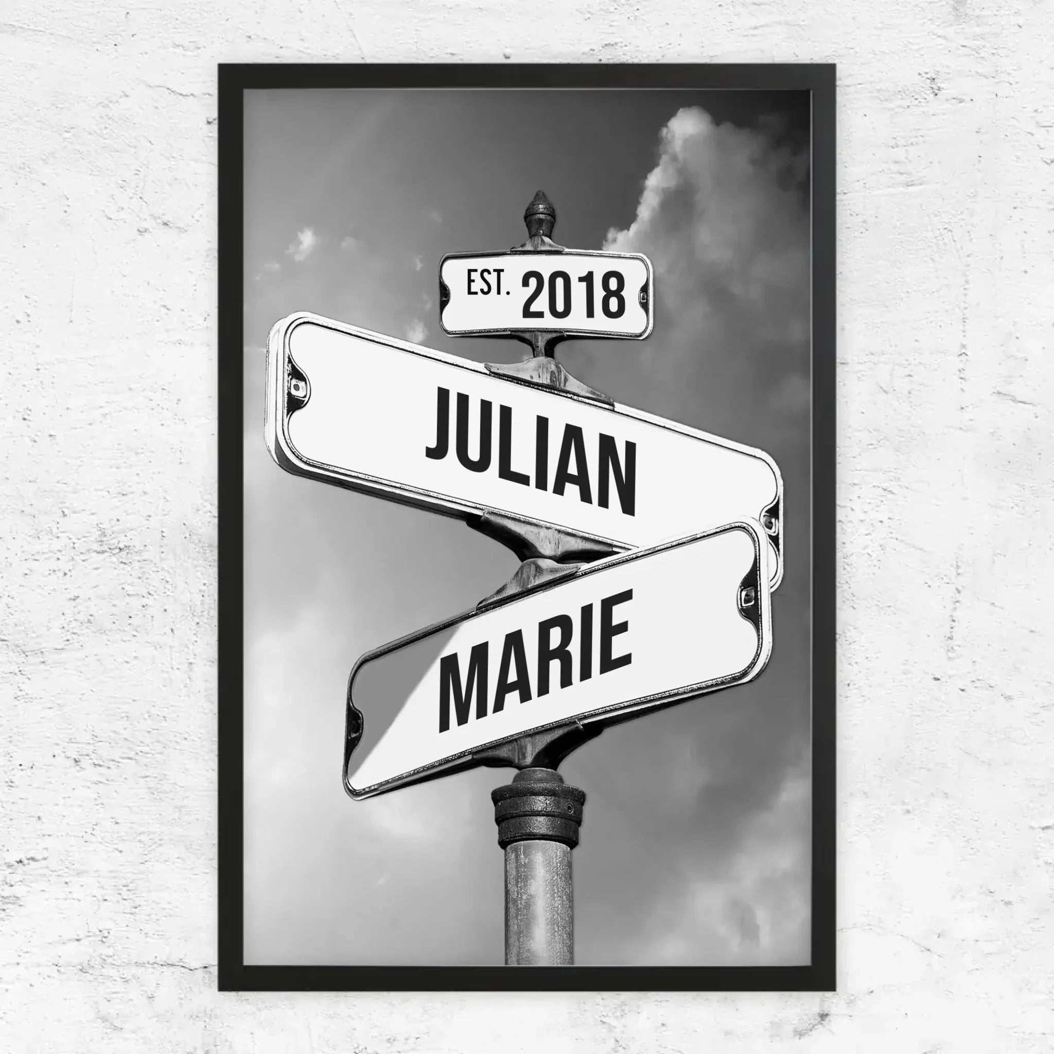 Personalisiertes Poster "Vintage Straßenschild für Paare"