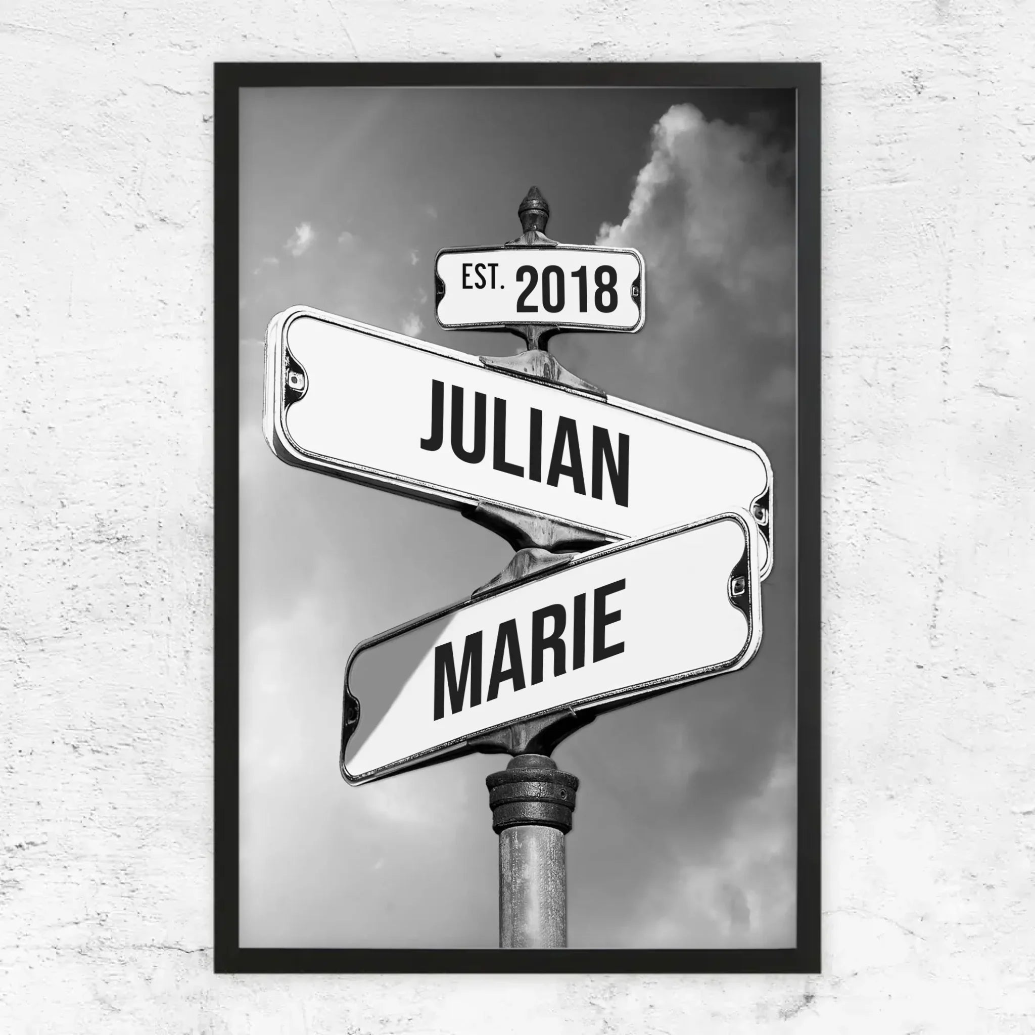 Personalisiertes Poster "Vintage Straßenschild für Paare"