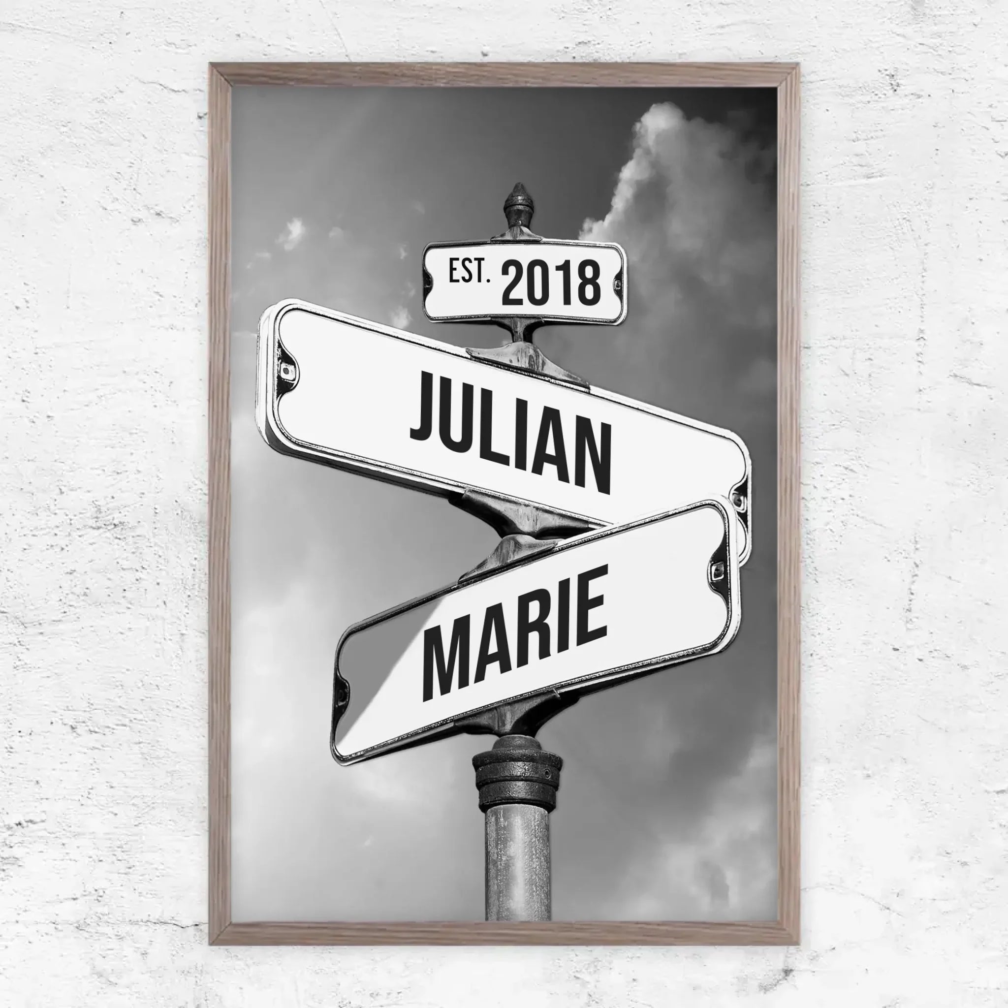 Personalisiertes Poster "Vintage Straßenschild für Paare"