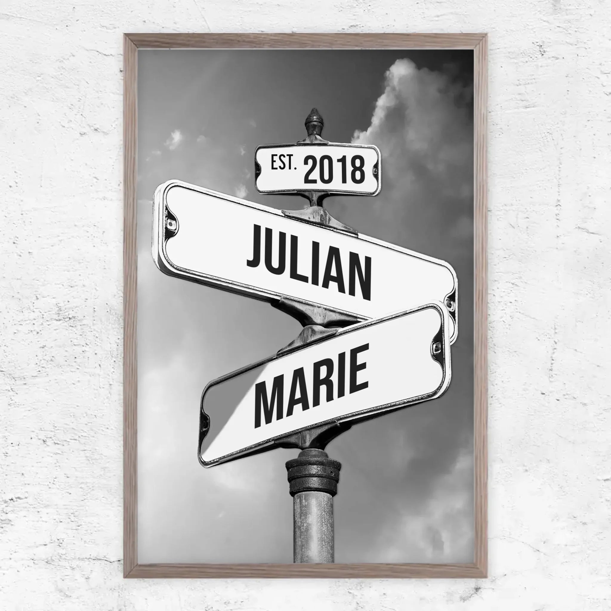 Personalisiertes Poster "Vintage Straßenschild für Paare"