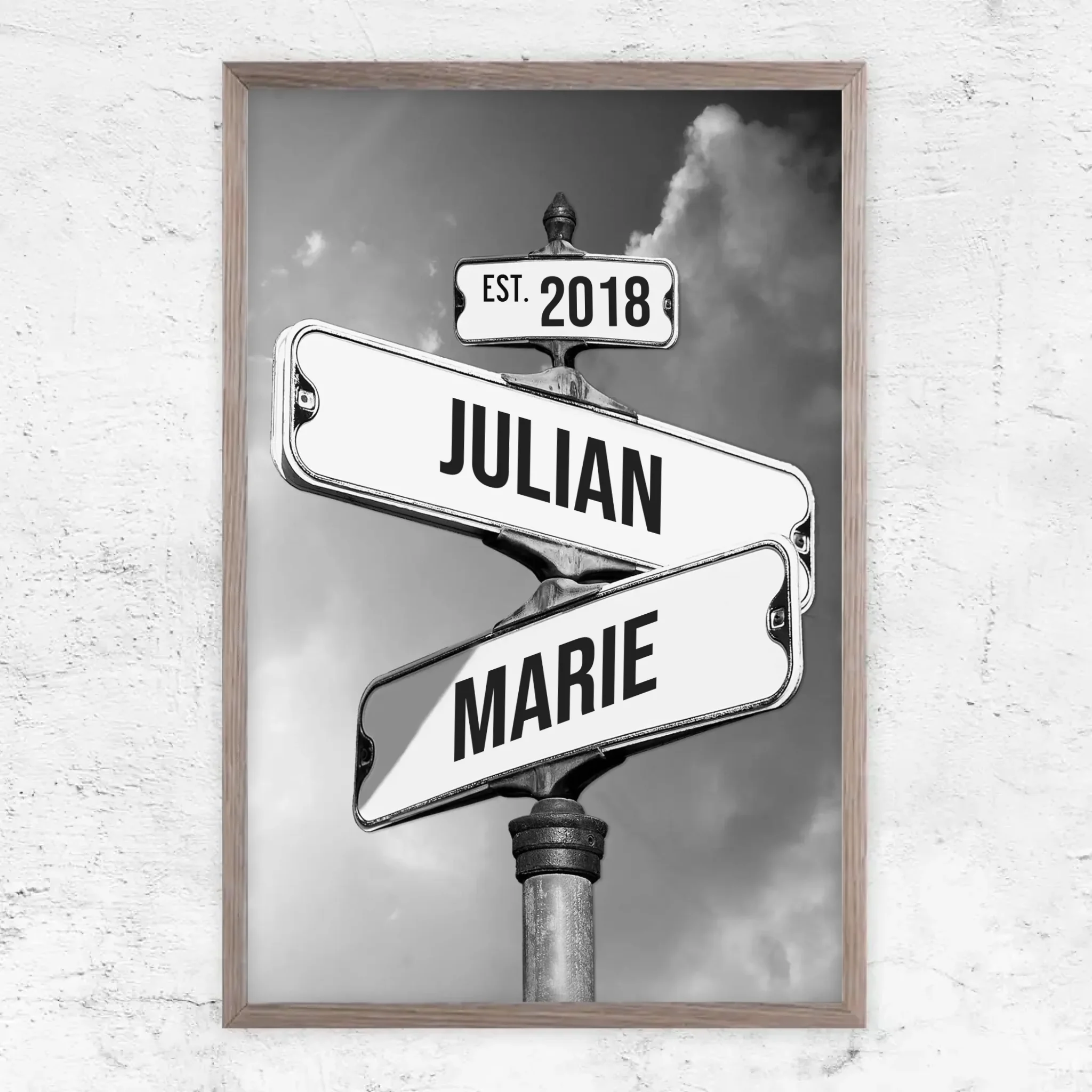 Personalisiertes Poster "Vintage Straßenschild für Paare"