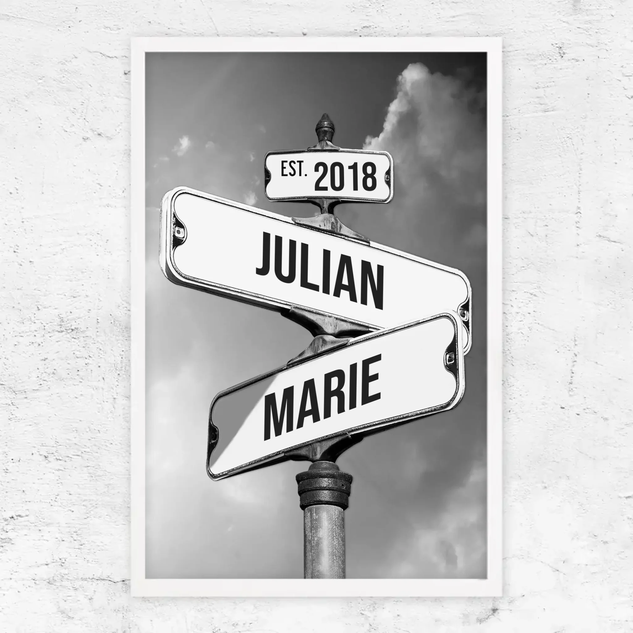 Personalisiertes Poster "Vintage Straßenschild für Paare"