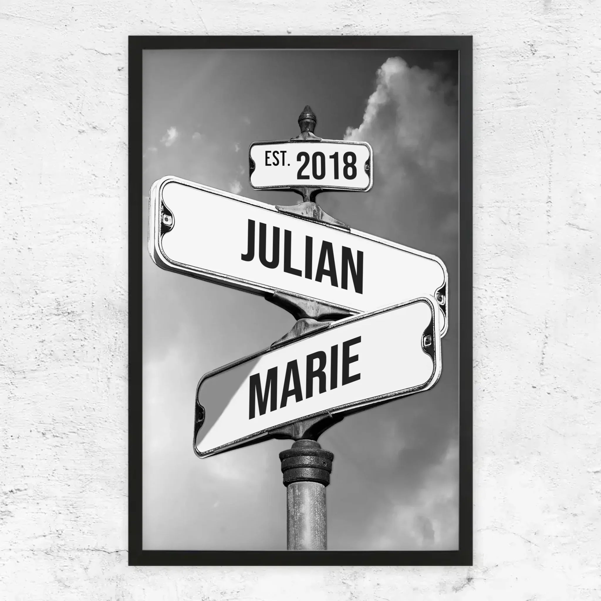 Personalisiertes Poster "Vintage Straßenschild für Paare"