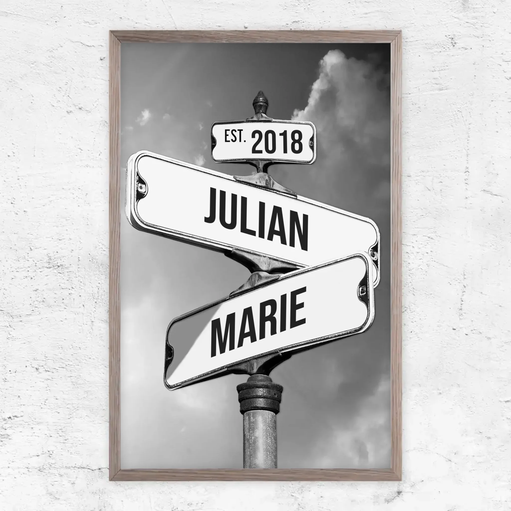 Personalisiertes Poster "Vintage Straßenschild für Paare"