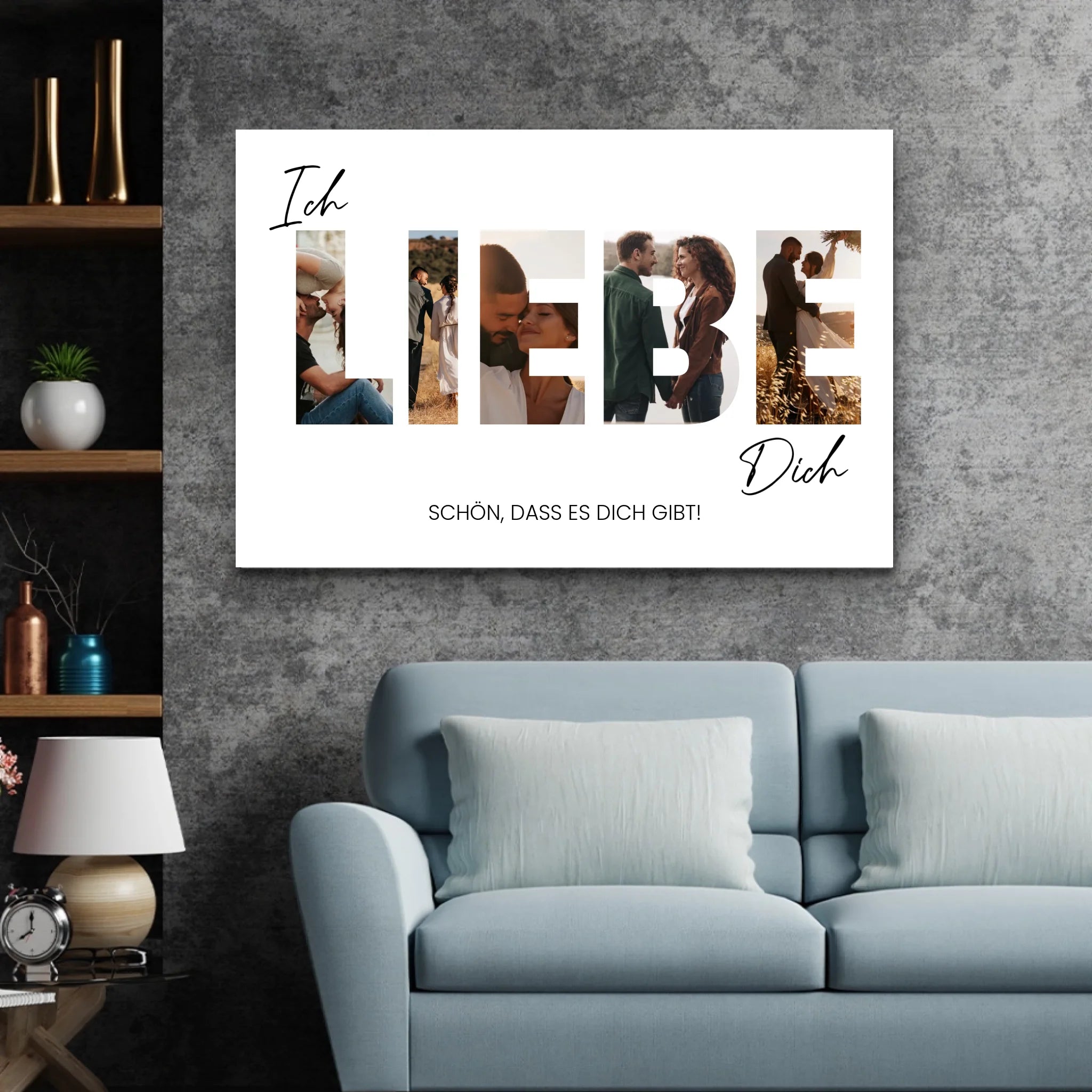 Personalisierte Leinwand "Ich liebe dich - Mit Fotos"