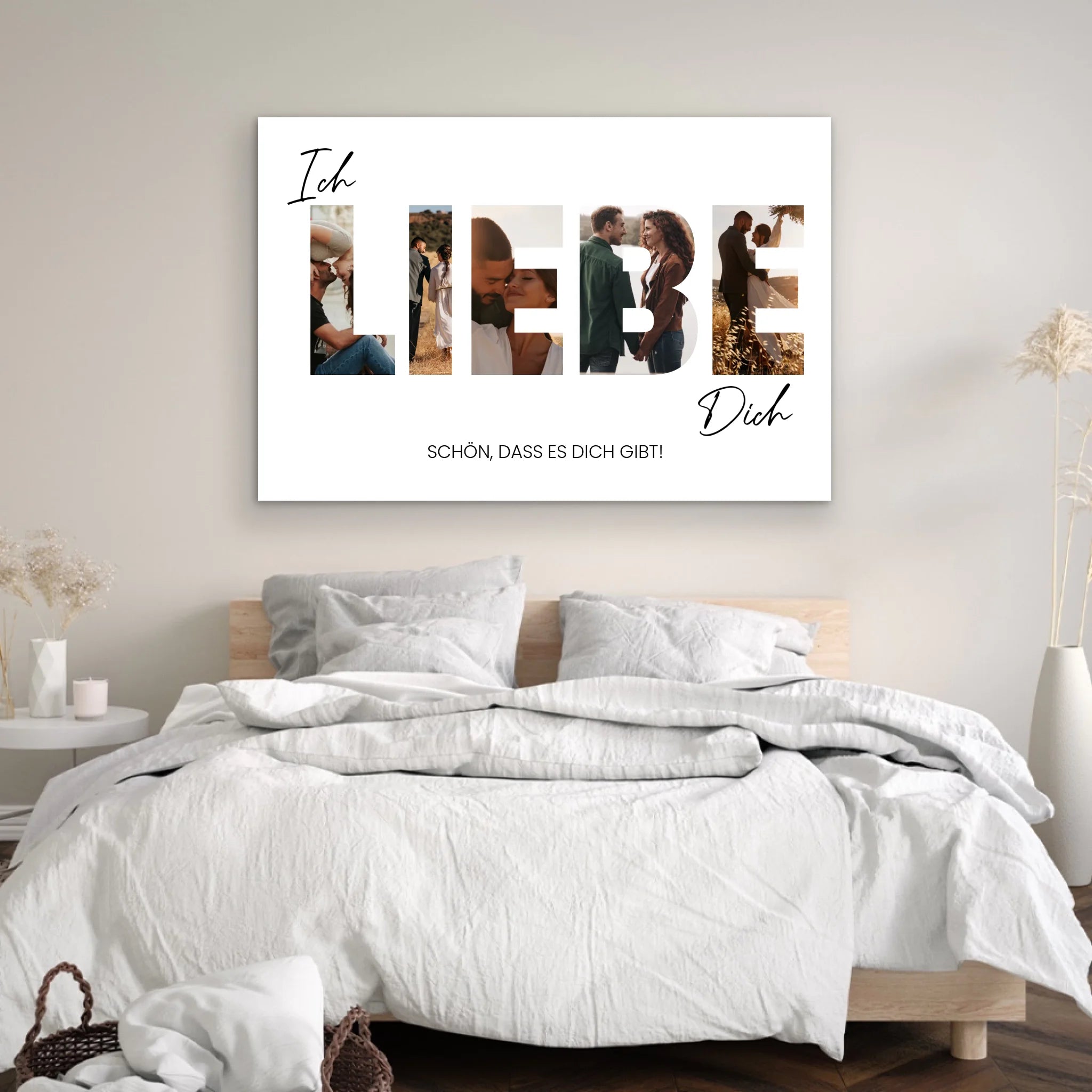 Personalisierte Leinwand "Ich liebe dich - Mit Fotos"