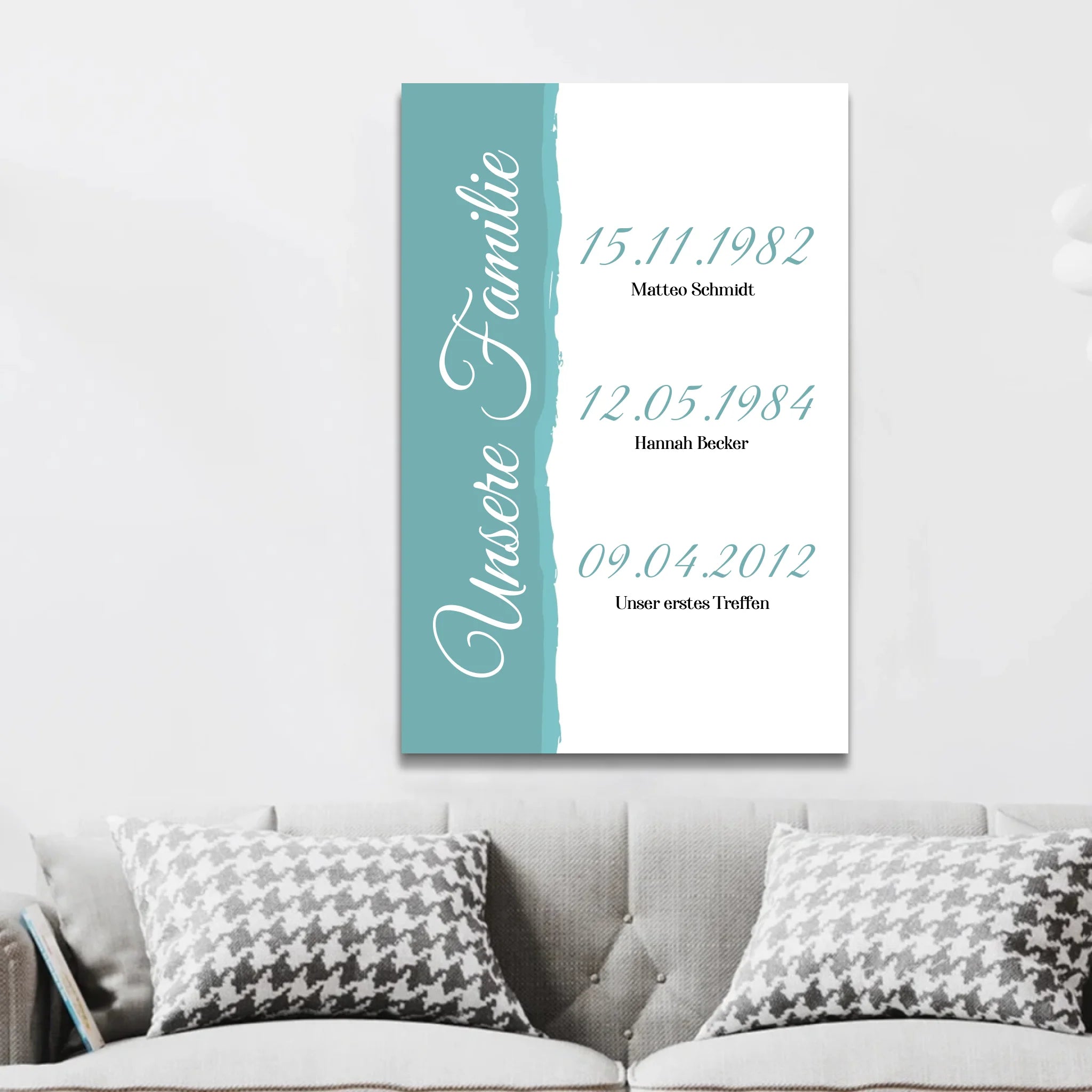 Personalisierte Leinwand "Unsere Familie - Ereignisse mit Datum"