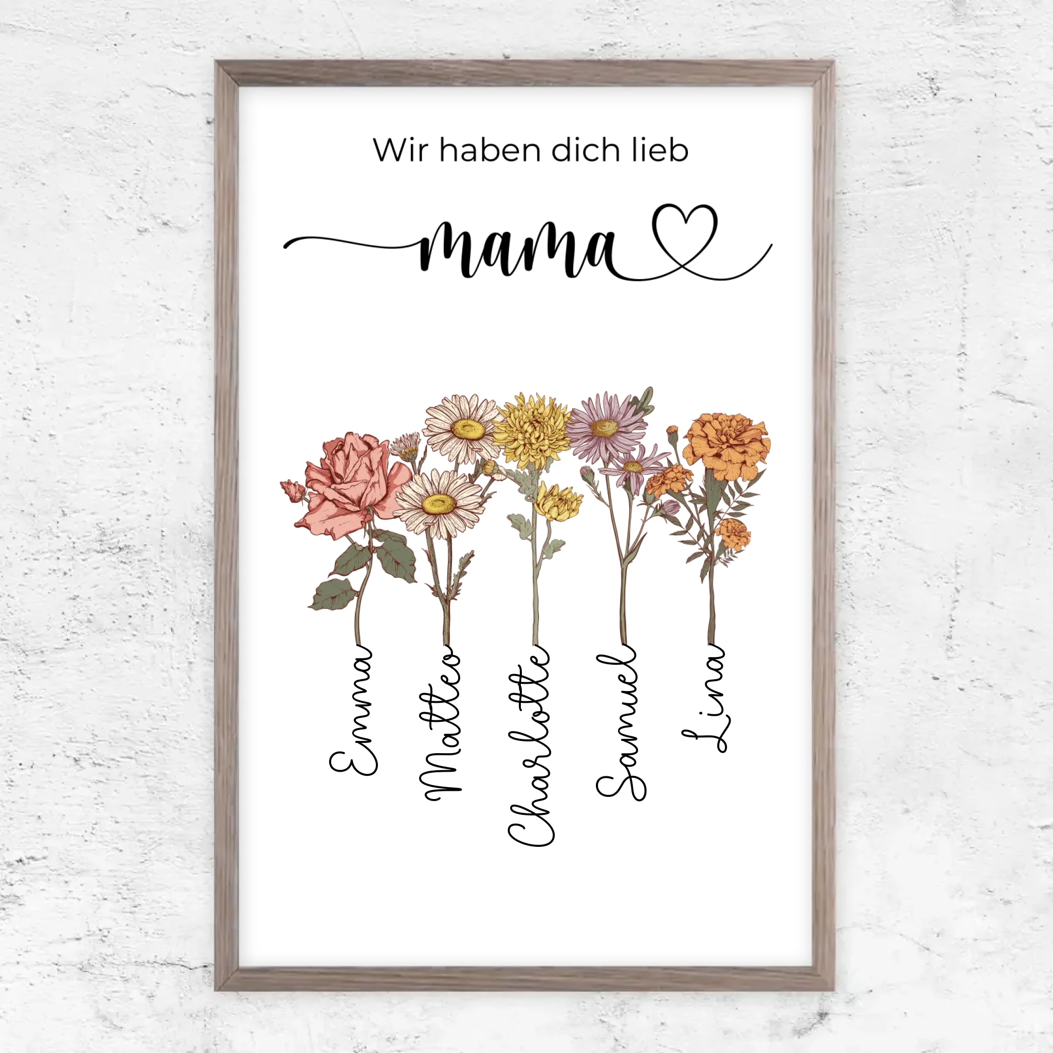 Personalisiertes Poster "Blumen für Mama - Wir haben dich lieb"