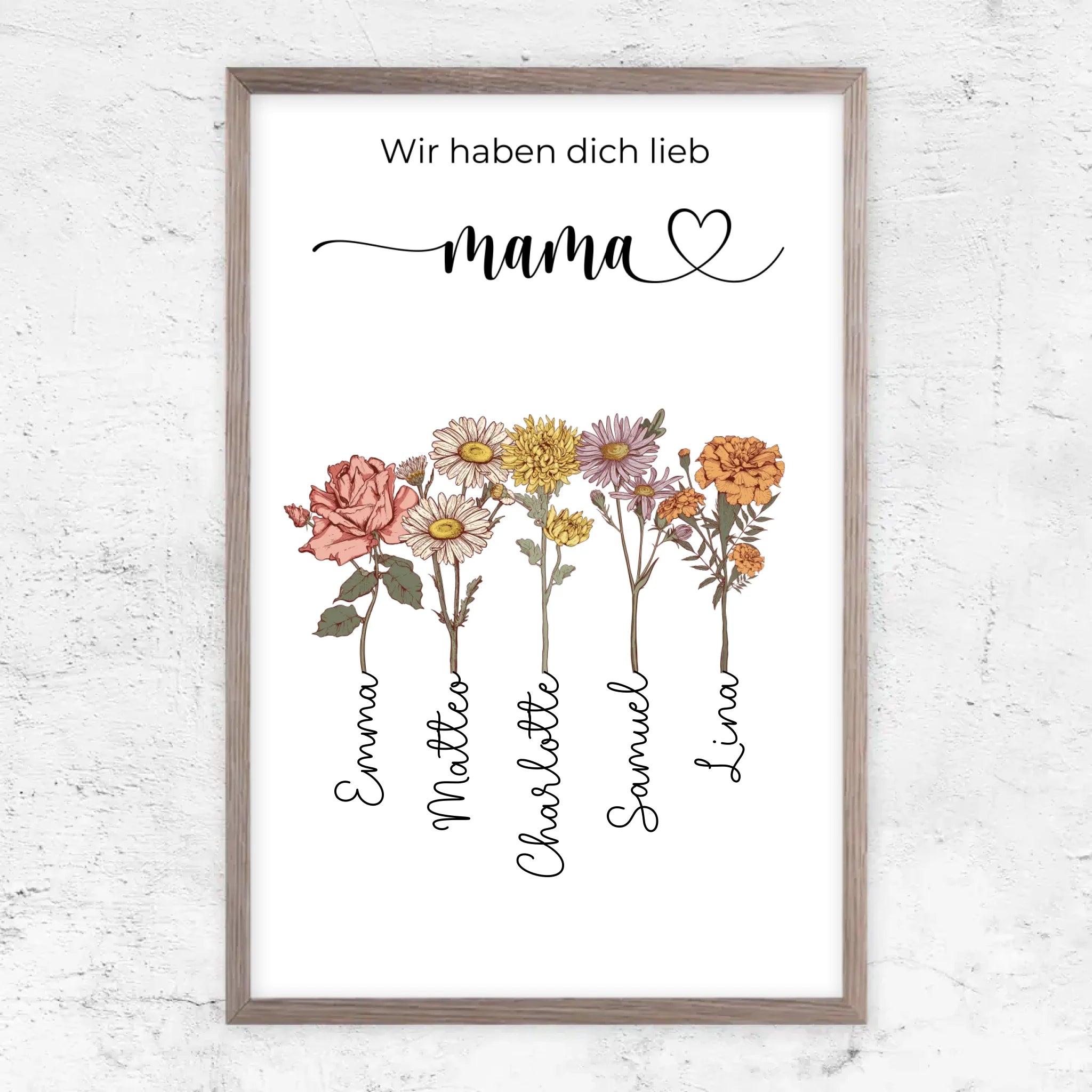 Personalisiertes Poster "Blumen für Mama - Wir haben dich lieb"
