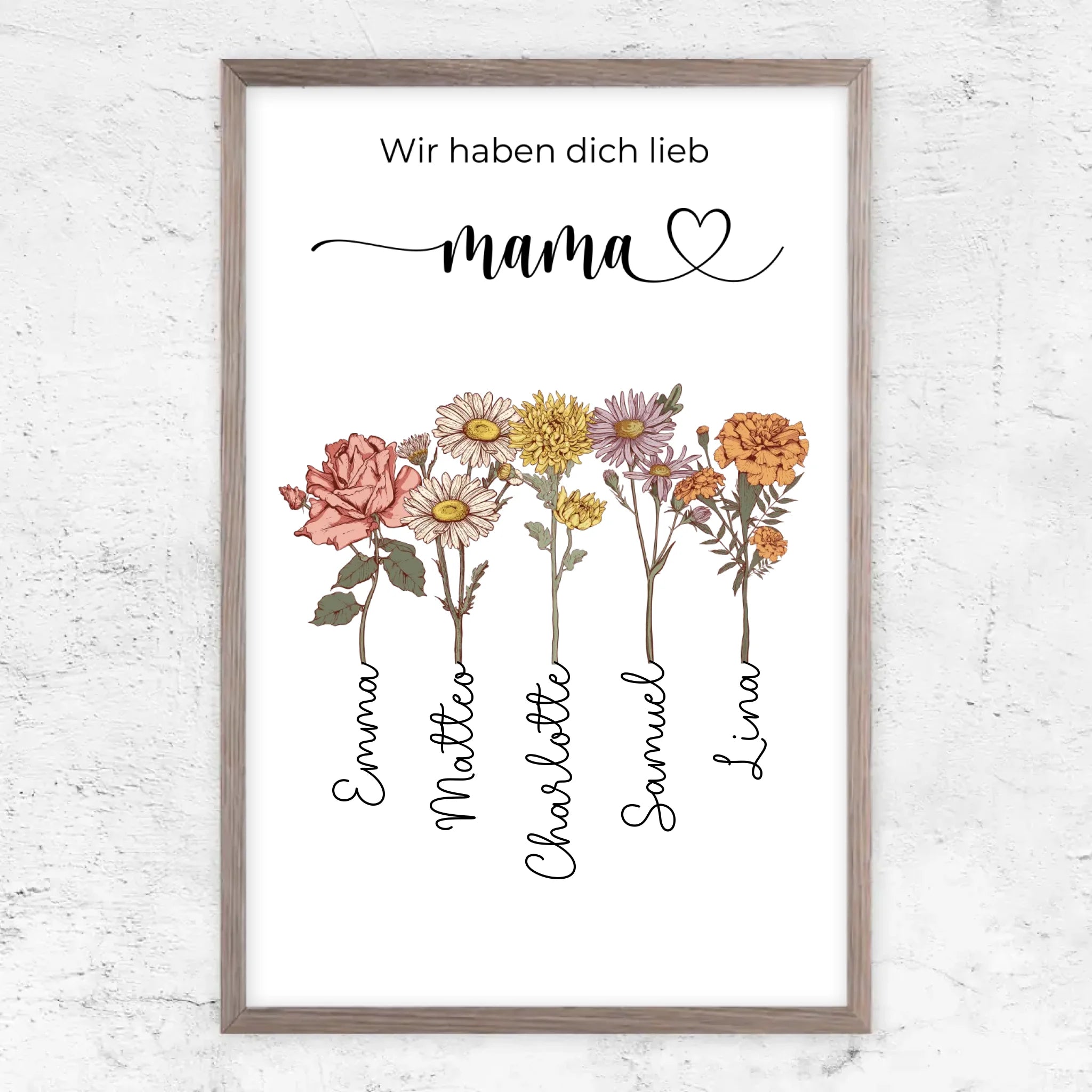 Personalisiertes Poster "Blumen für Mama - Wir haben dich lieb"