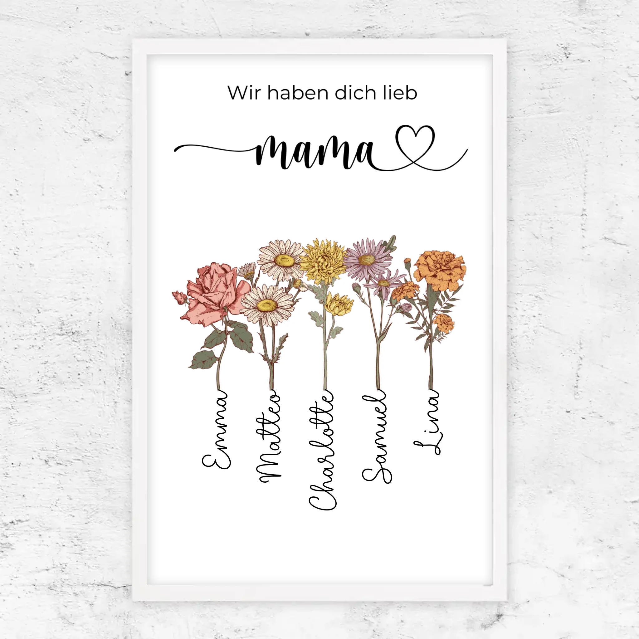 Personalisiertes Poster "Blumen für Mama - Wir haben dich lieb"