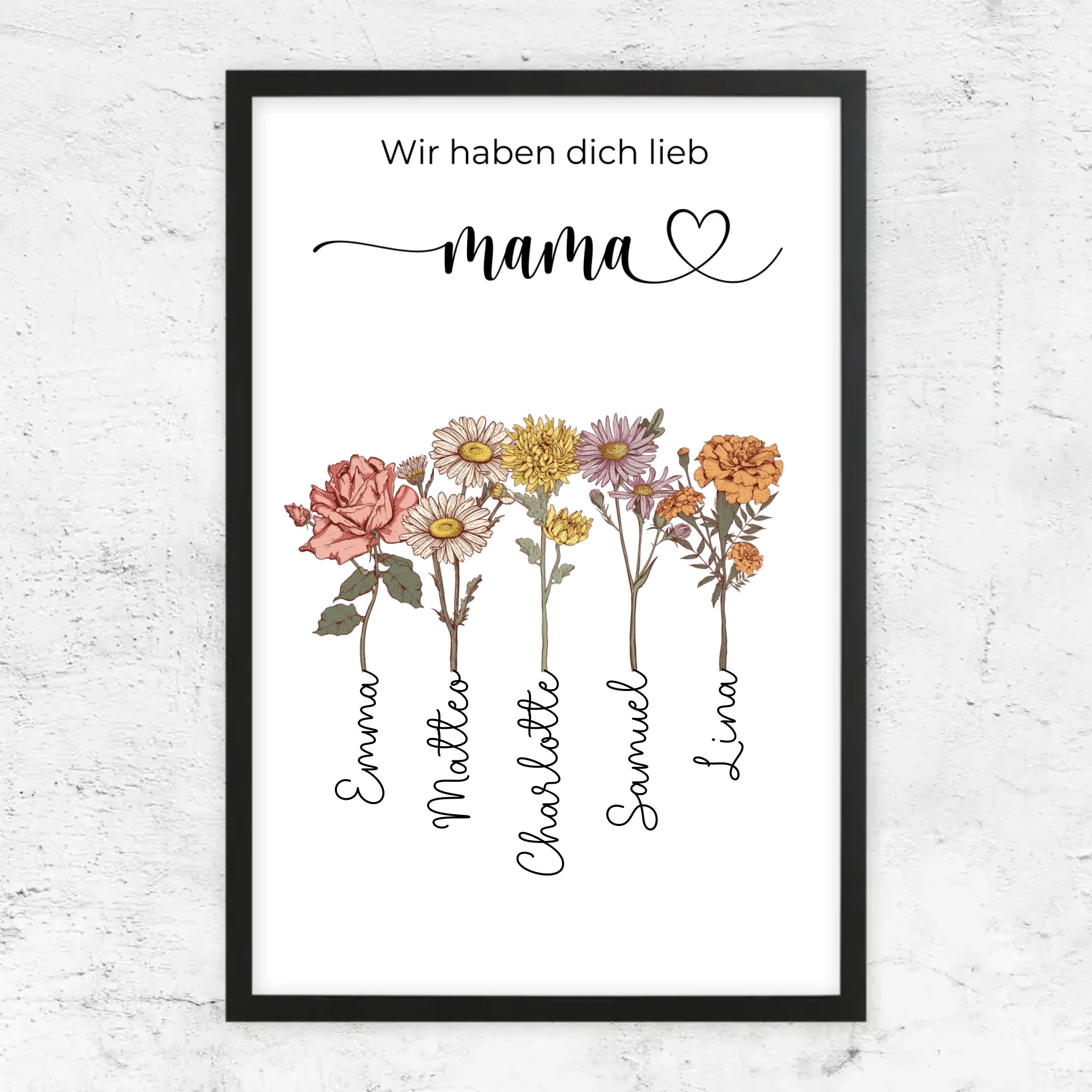 Personalisiertes Poster "Blumen für Mama - Wir haben dich lieb"