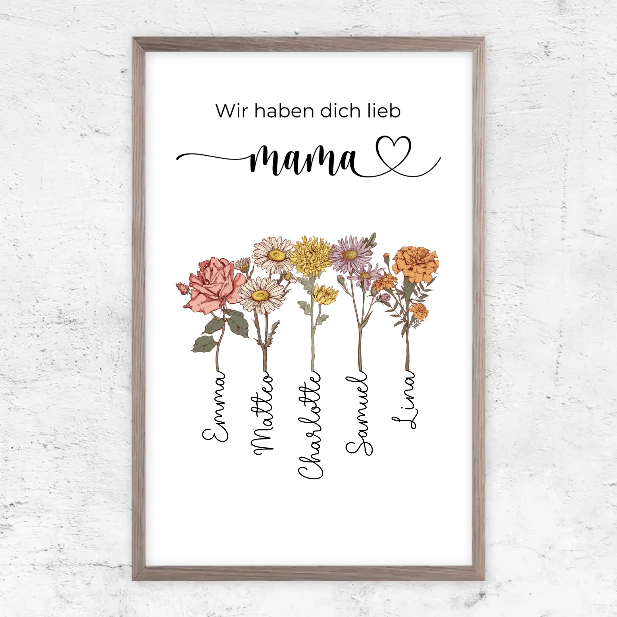 Personalisiertes Poster "Blumen für Mama - Wir haben dich lieb"