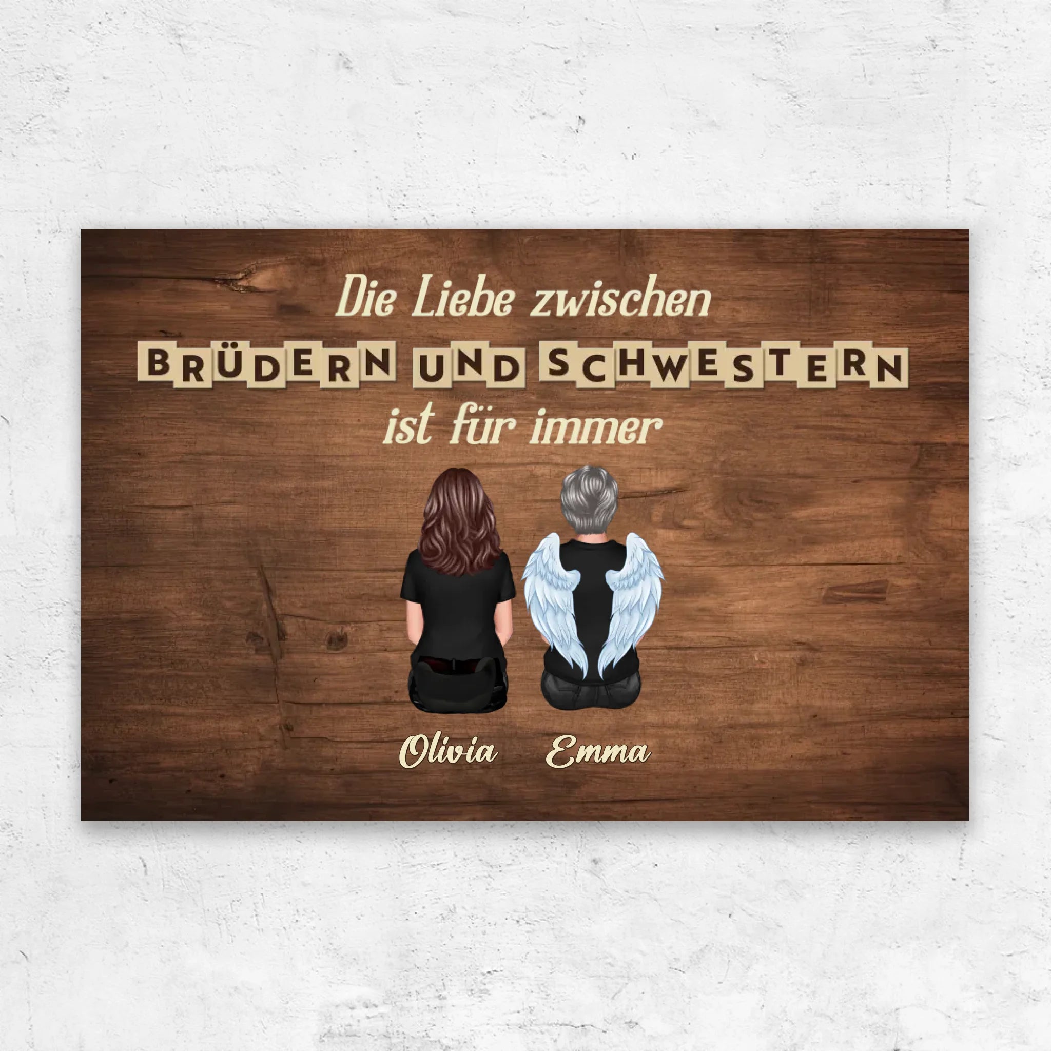 Personalisierte Leinwand "Liebe zwischen Brüder & Schwestern ist für immer"