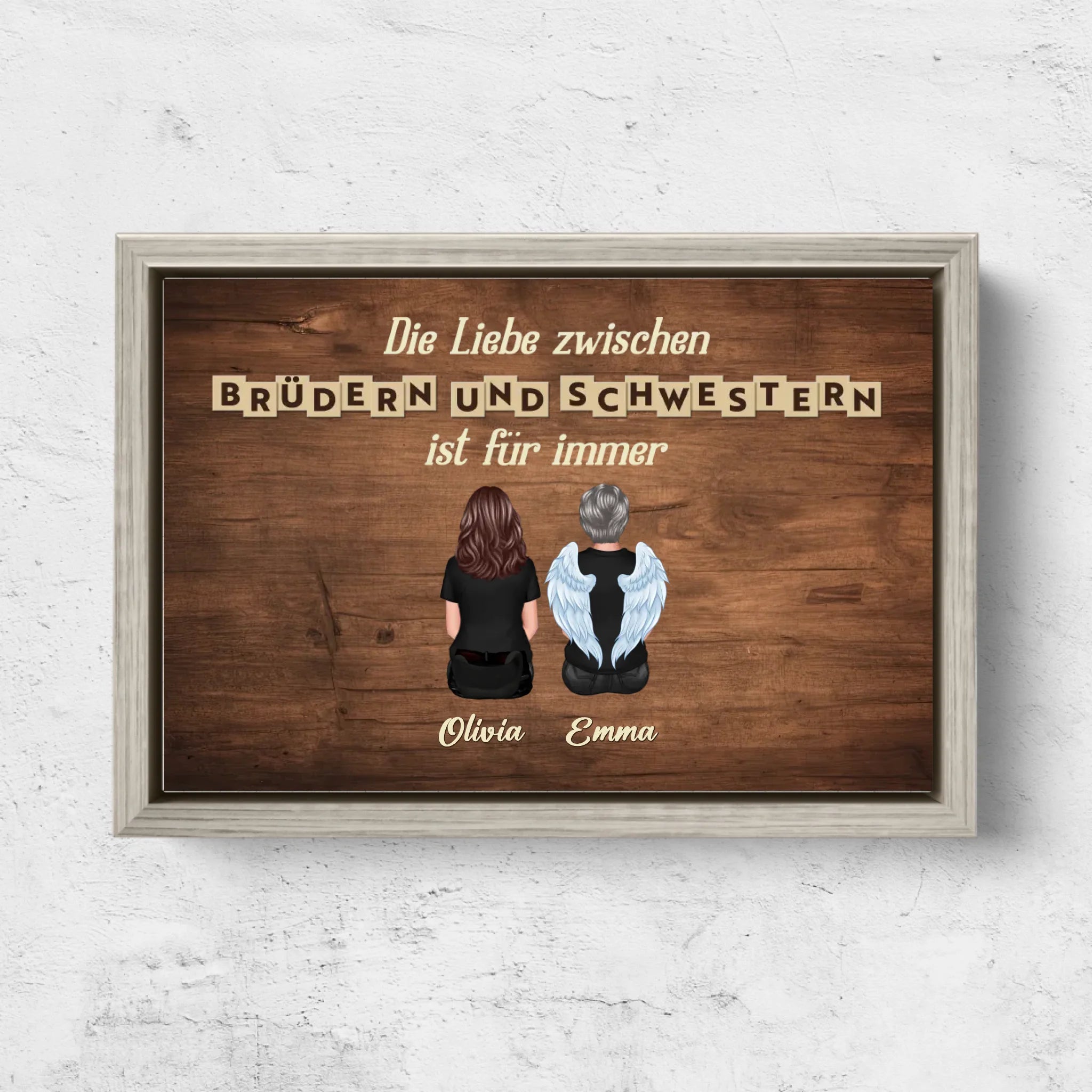 Personalisierte Leinwand "Liebe zwischen Brüder & Schwestern ist für immer"