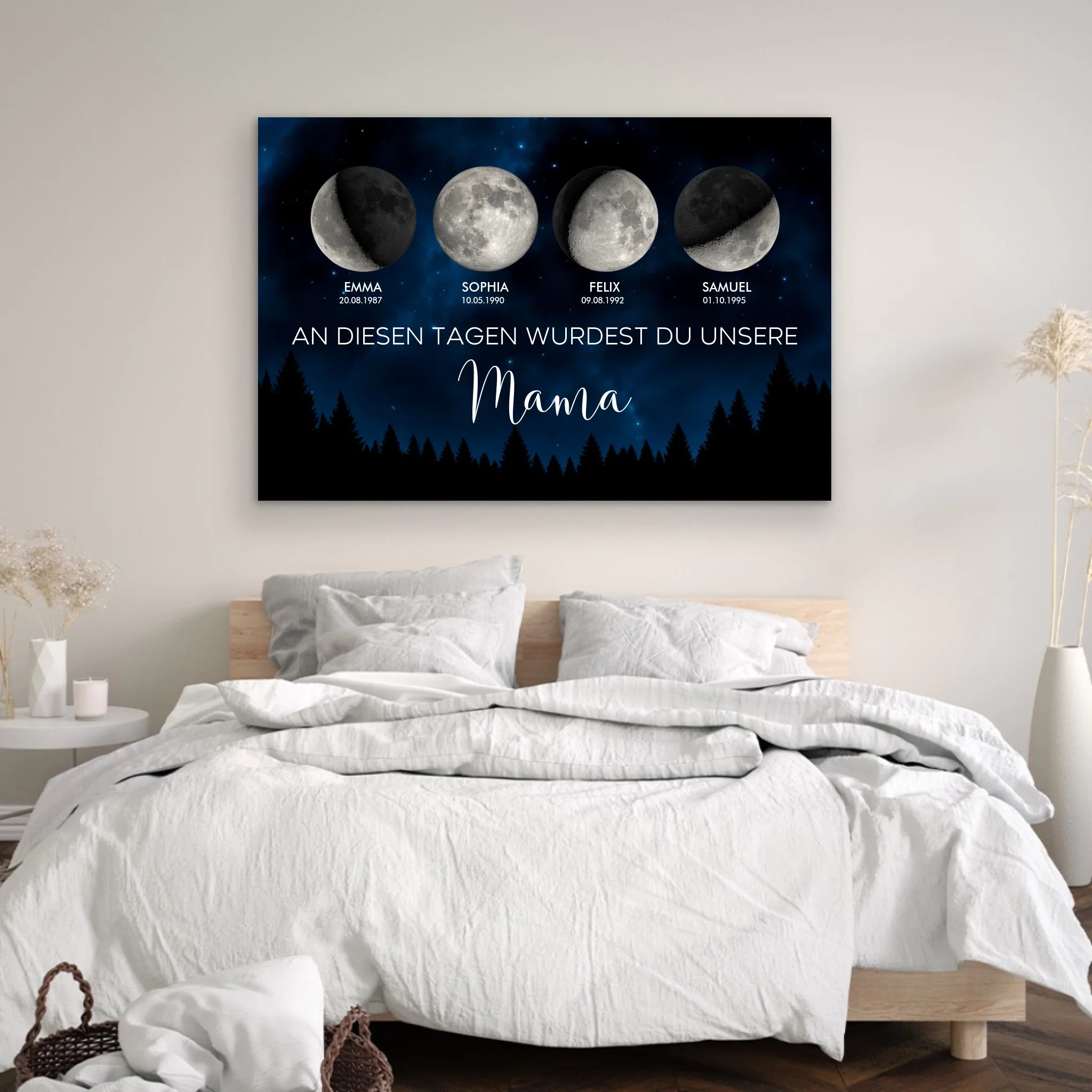 Personalisierte Leinwand "Mondphase - An diesen Tagen wurdest du unsere Mama"