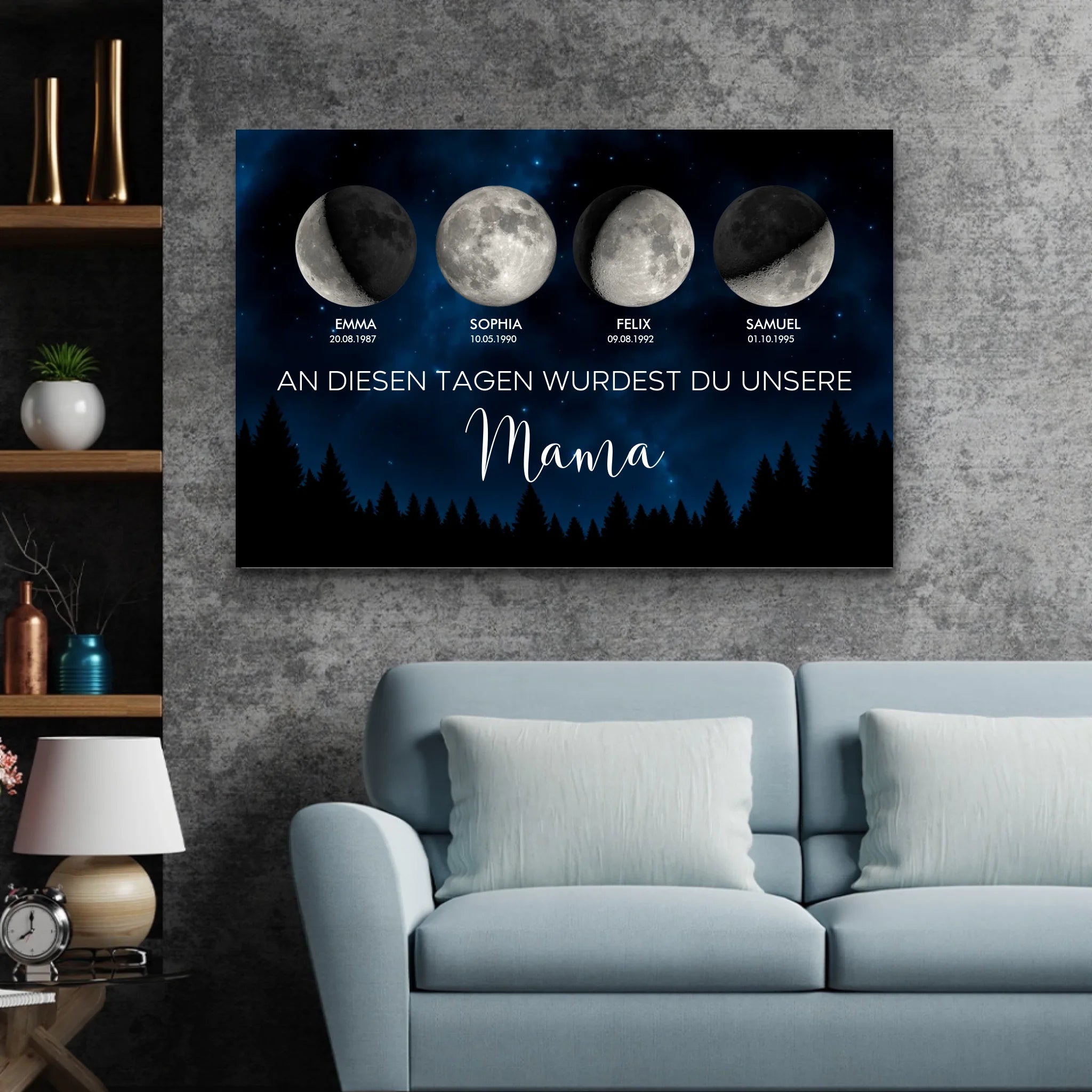 Personalisierte Leinwand "Mondphase - An diesen Tagen wurdest du unsere Mama"