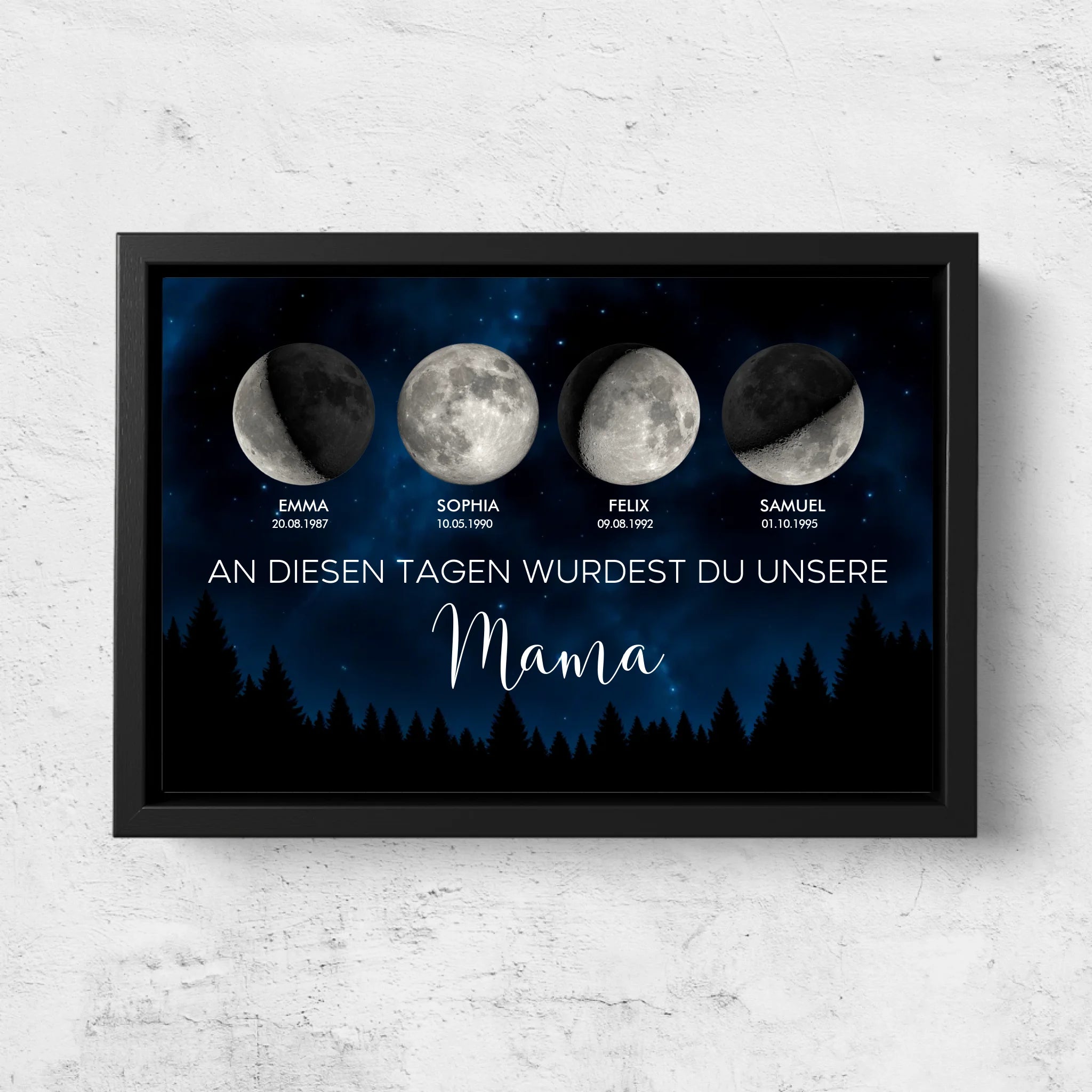 Personalisierte Leinwand "Mondphase - An diesen Tagen wurdest du unsere Mama"