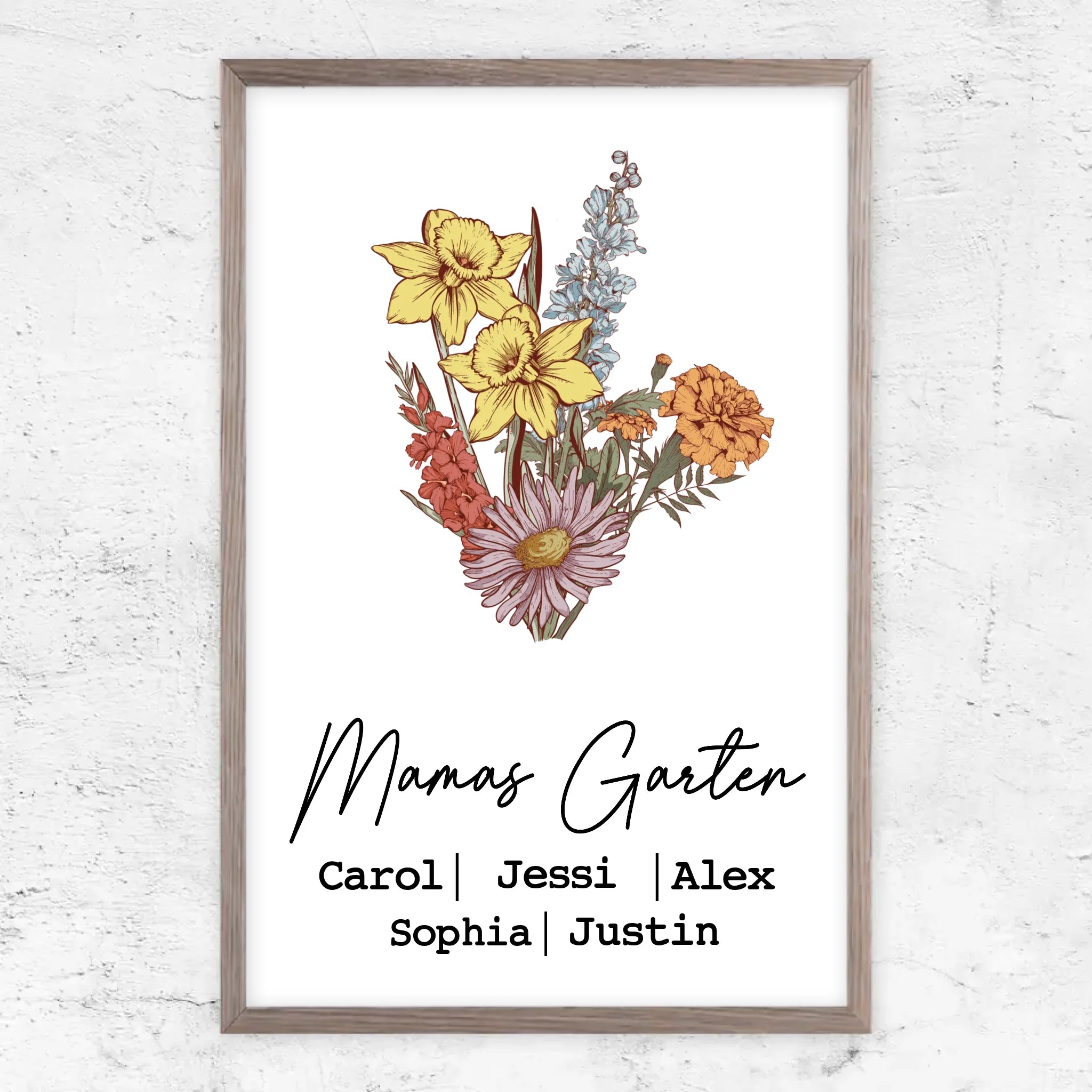 Personalisiertes Poster "Blumenstraus aus Geburtsblumen"