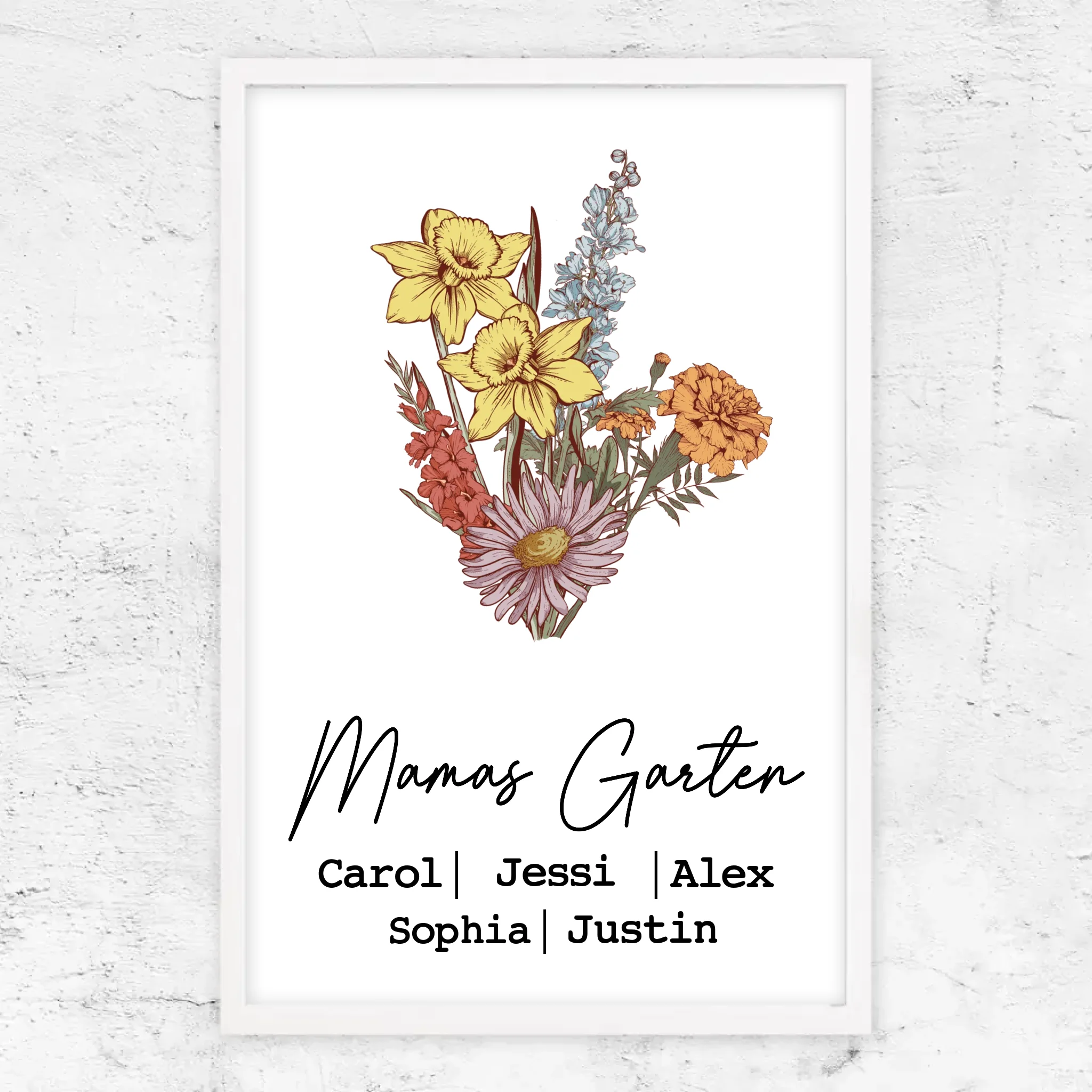 Personalisiertes Poster "Blumenstraus aus Geburtsblumen"