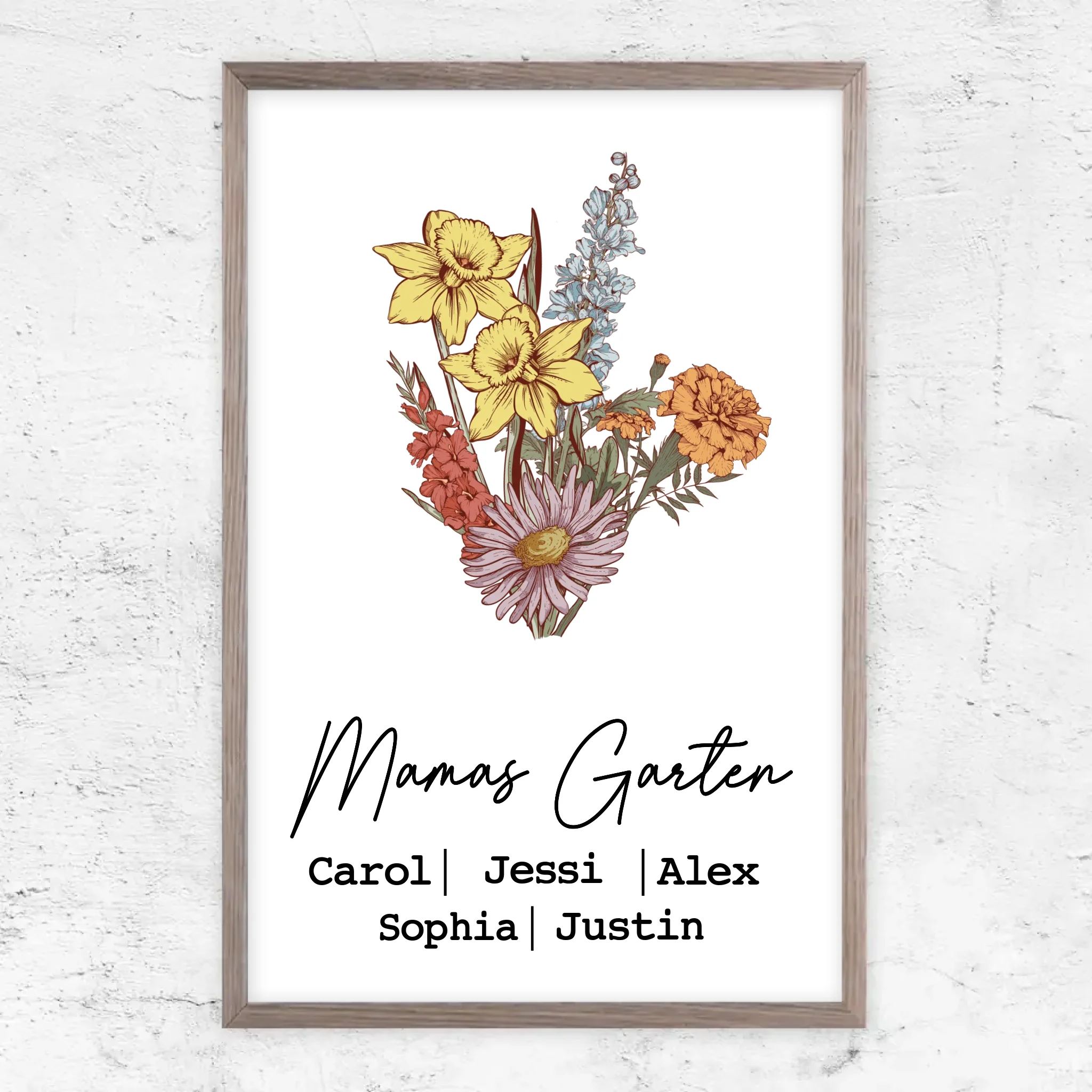 Personalisiertes Poster "Blumenstraus aus Geburtsblumen"