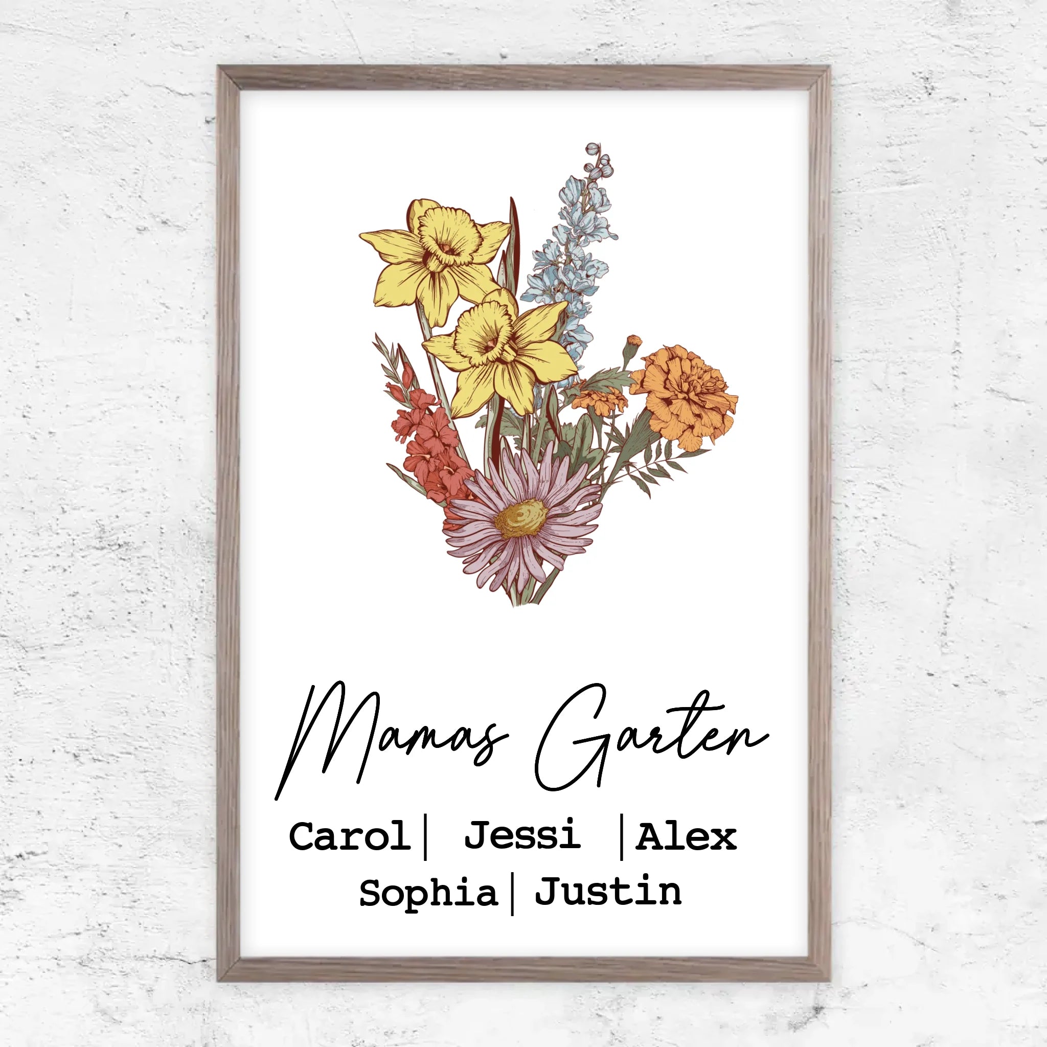 Personalisiertes Poster "Blumenstraus aus Geburtsblumen"