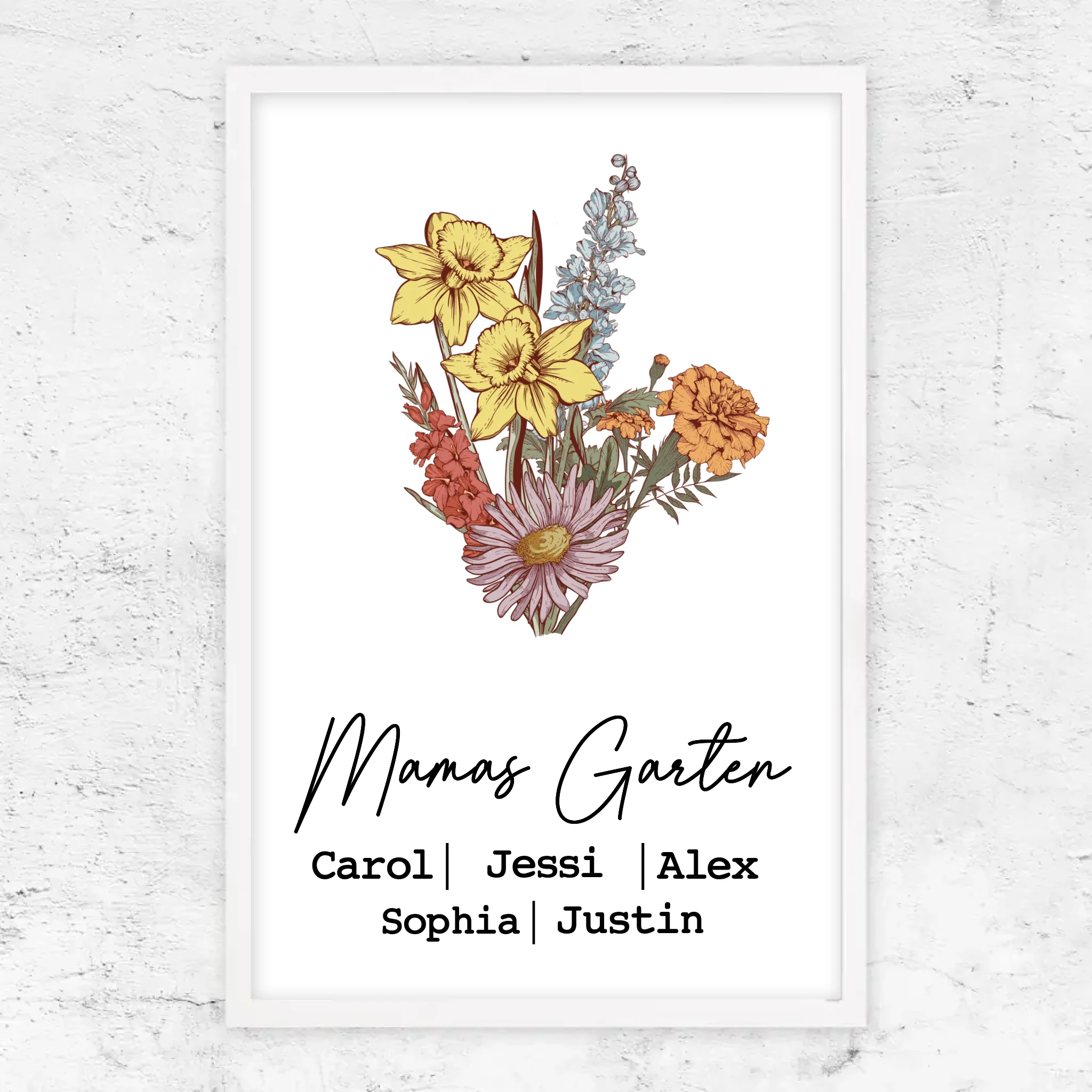 Personalisiertes Poster "Blumenstraus aus Geburtsblumen"