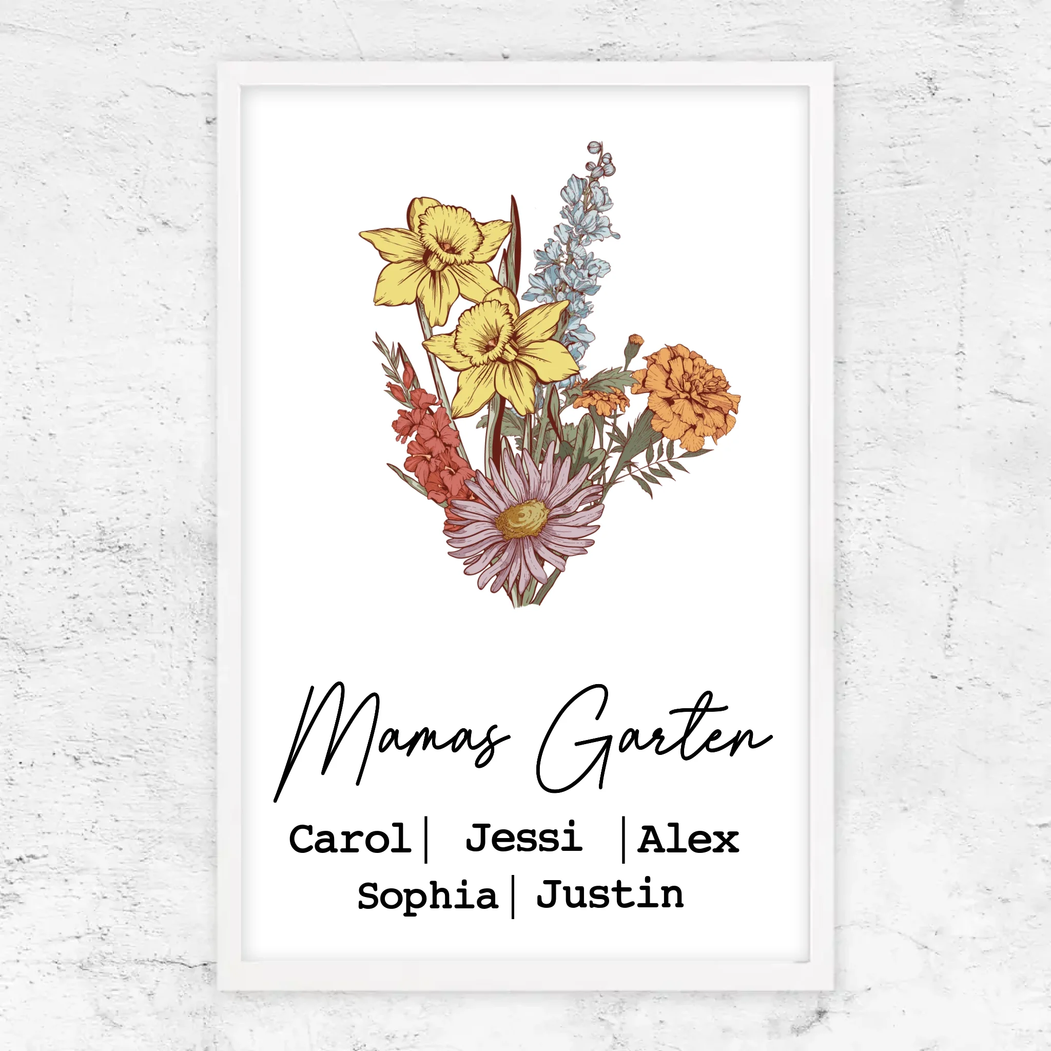 Personalisiertes Poster "Blumenstraus aus Geburtsblumen"