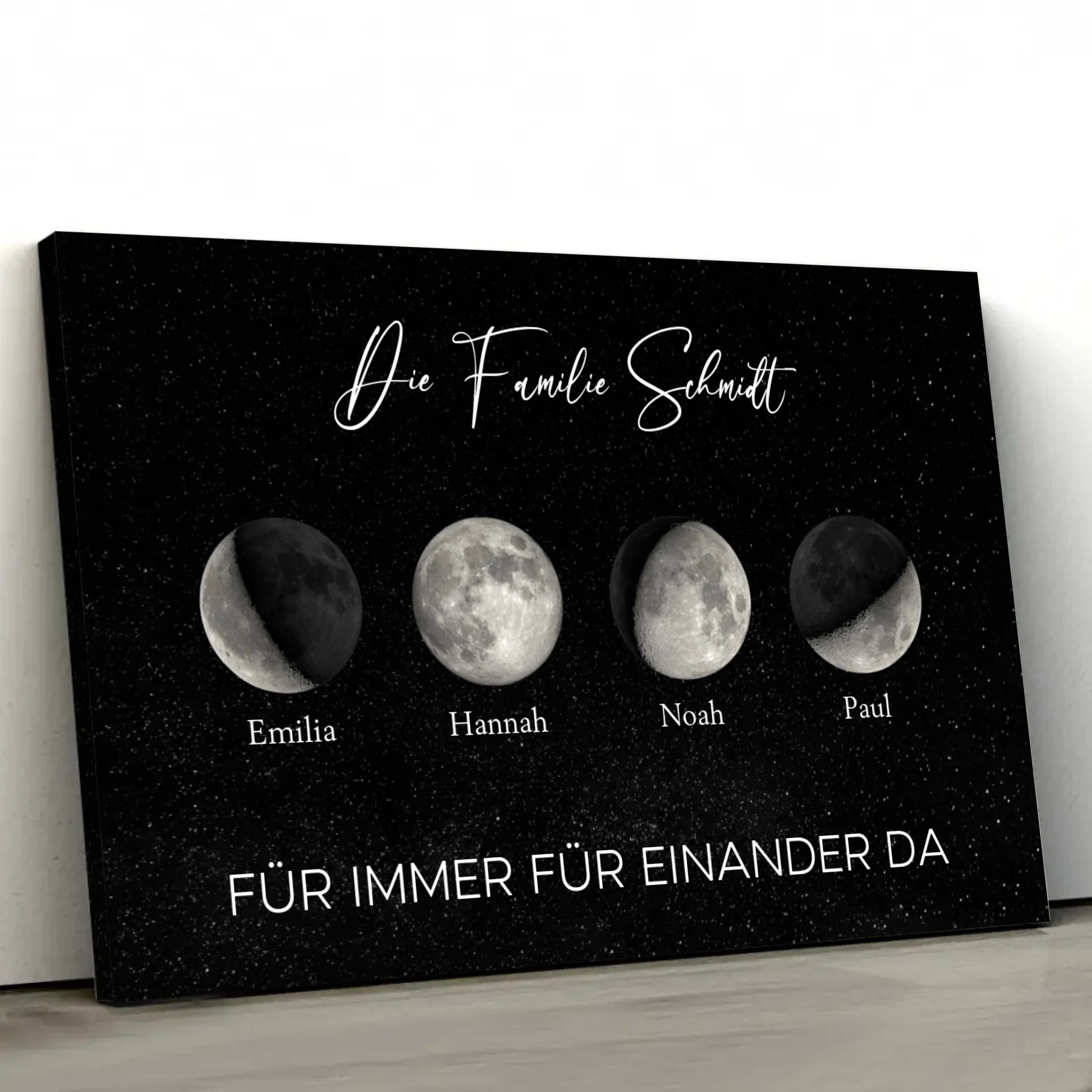 Personalisierte Leinwand "Mondphase für Familien"