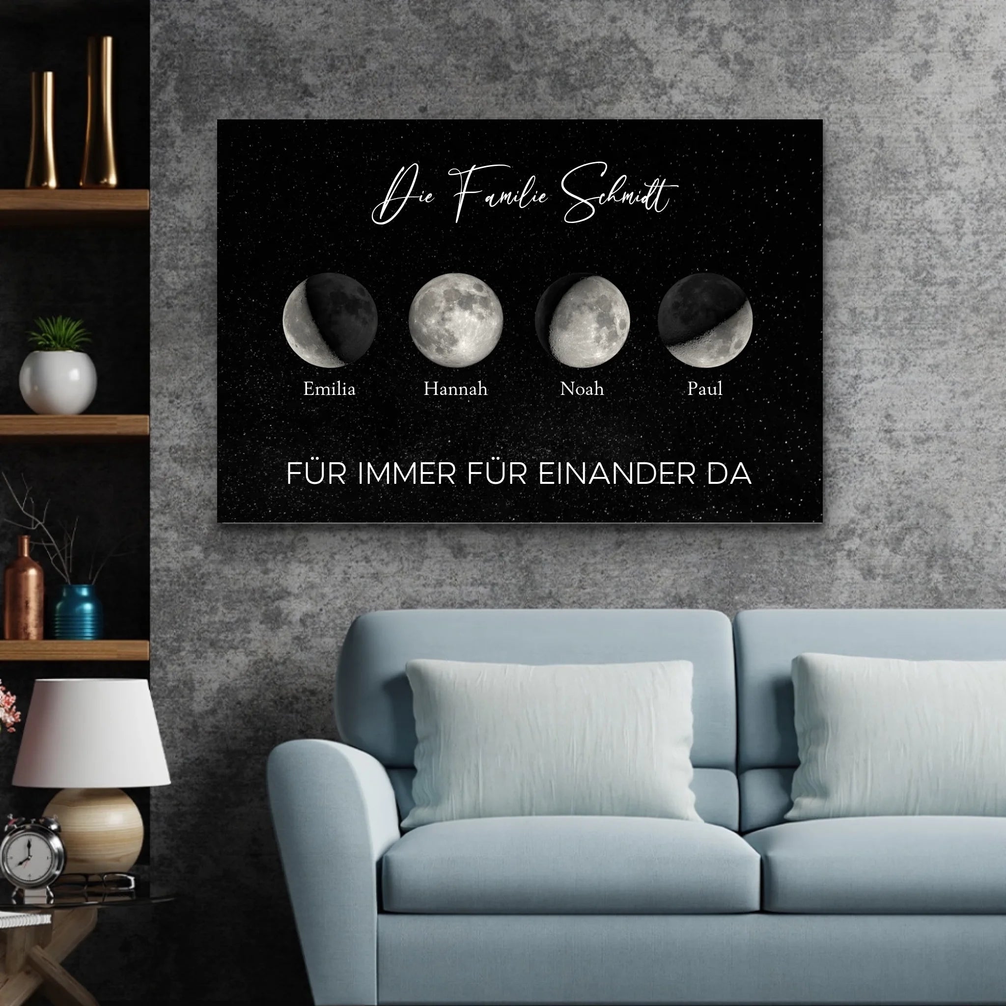 Personalisierte Leinwand "Mondphase für Familien"