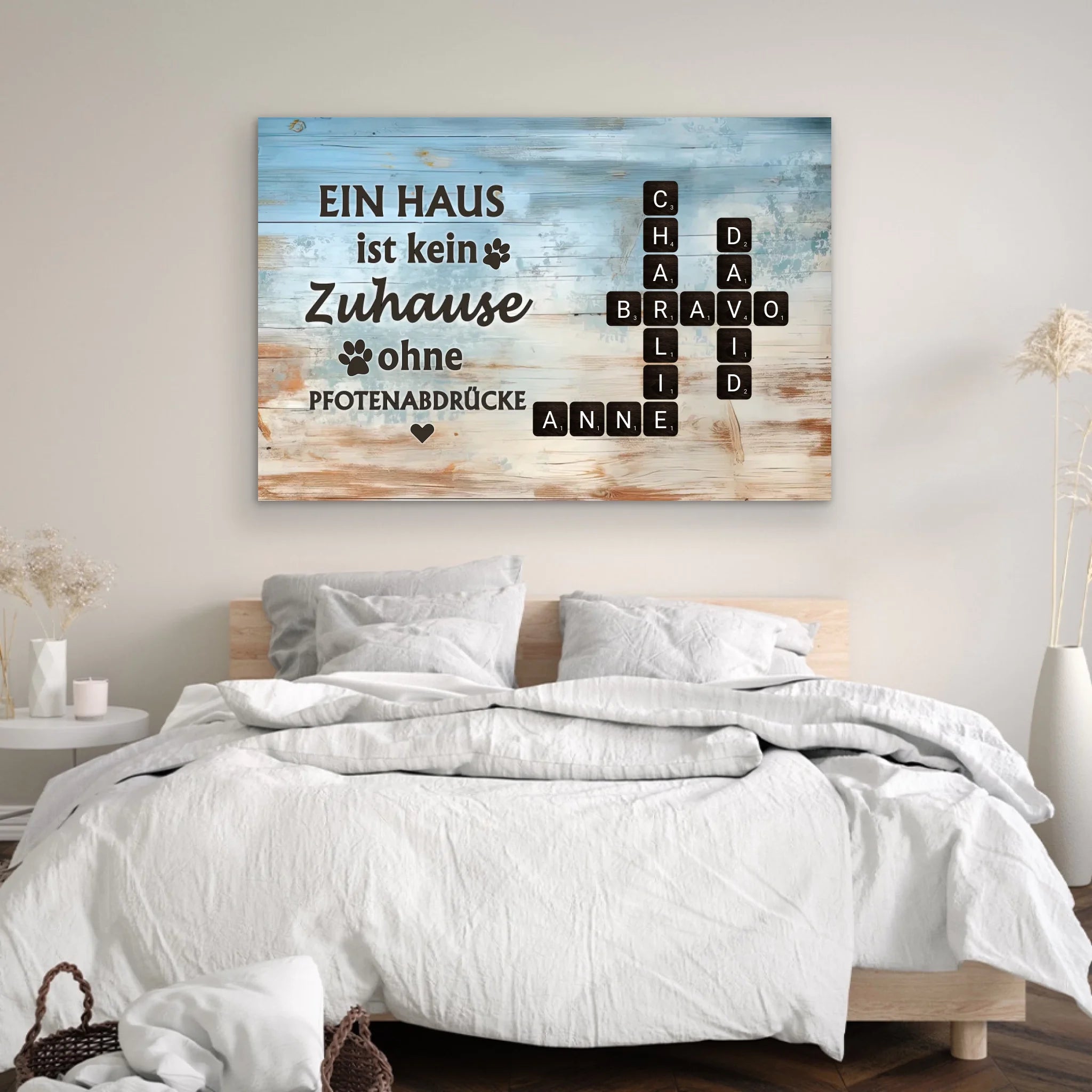 Personalisierte Leinwand "Ein Haus ist kein Zuhause ohne Pfotenabdrücke"